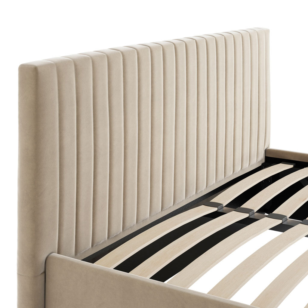 Velvet King Size Ottoman Storage Bed With Tall Headboard - Berlin