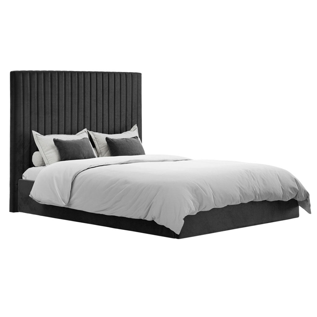 Velvet King Size Ottoman Storage Bed With Tall Headboard - Berlin