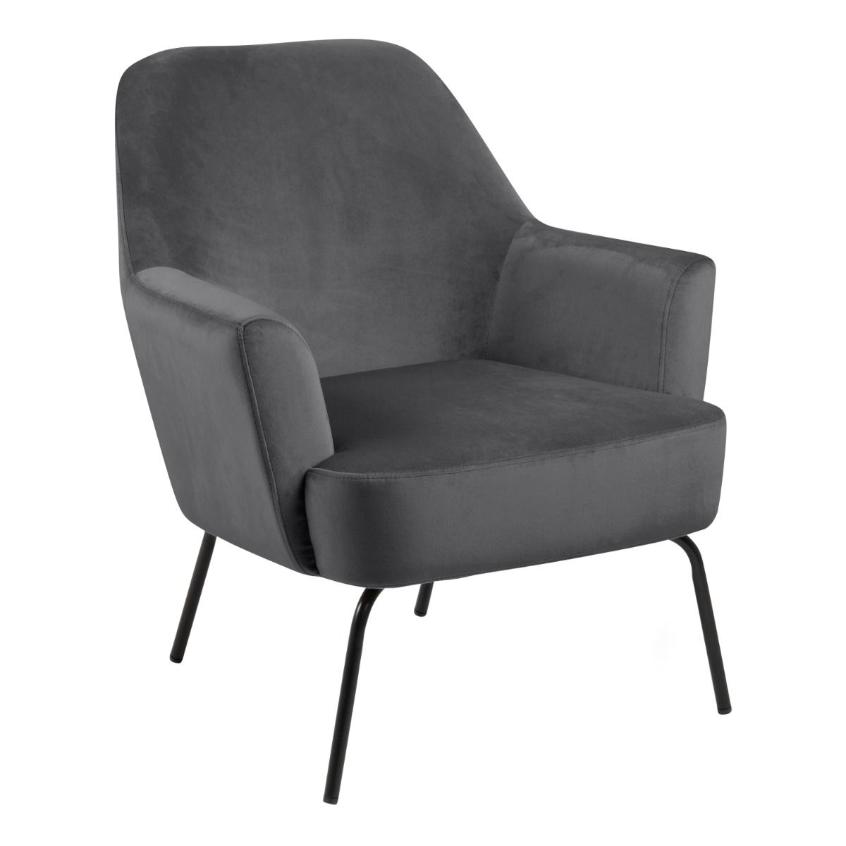 Velvet Lounge Chair With Powder-Coated Steel Legs - Melissa