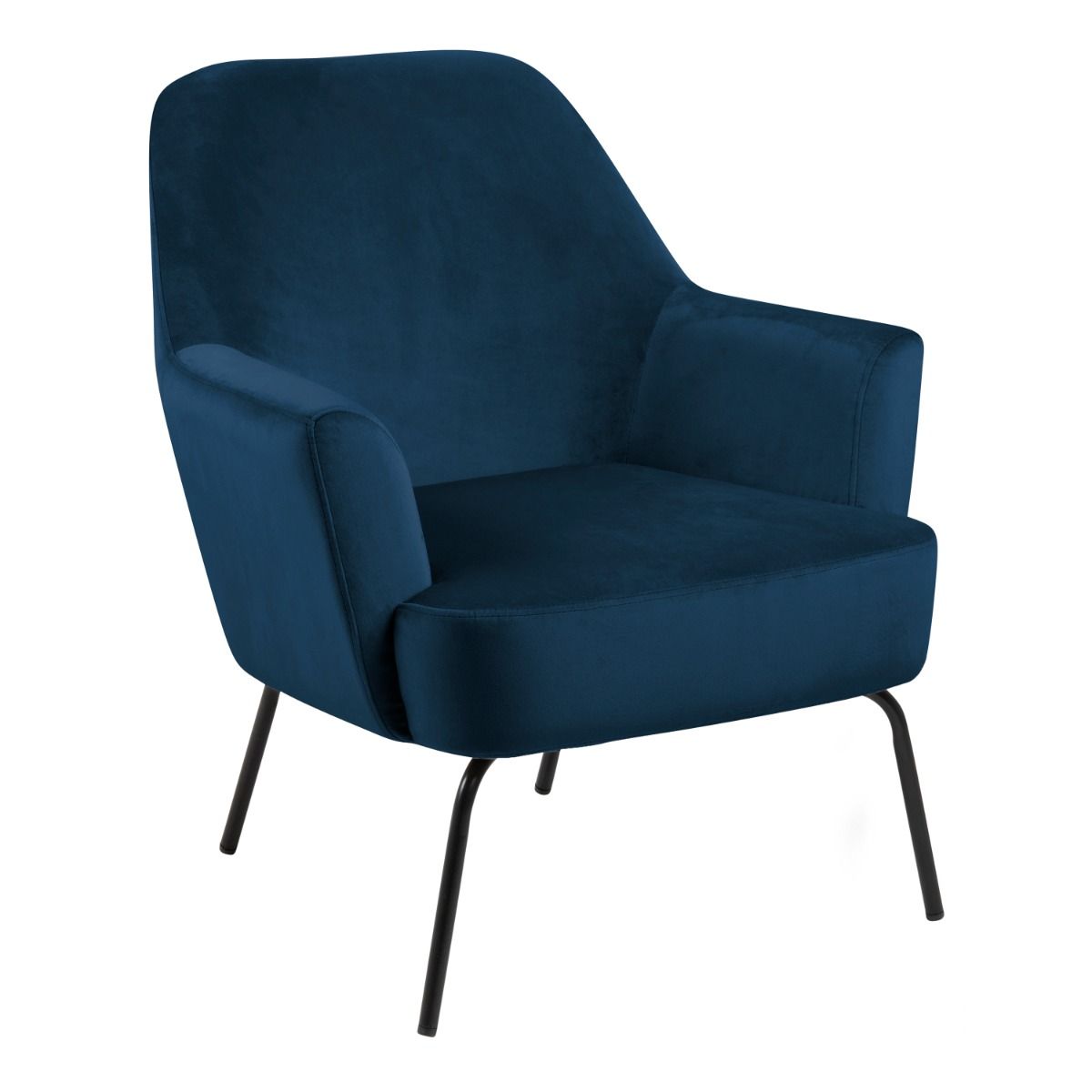 Velvet Lounge Chair With Powder-Coated Steel Legs - Melissa