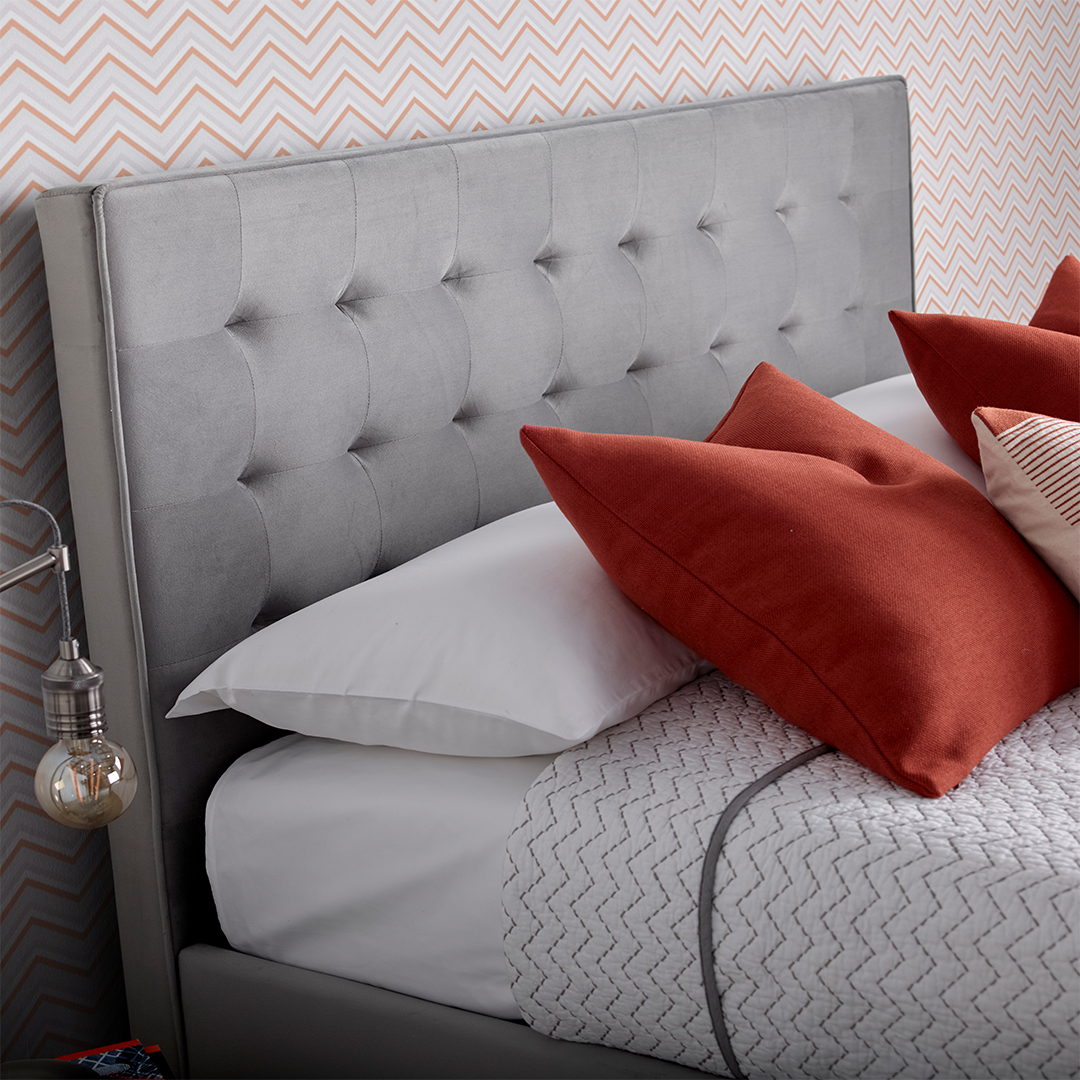 Velvet Ottoman Storage Double Bed - Kingham