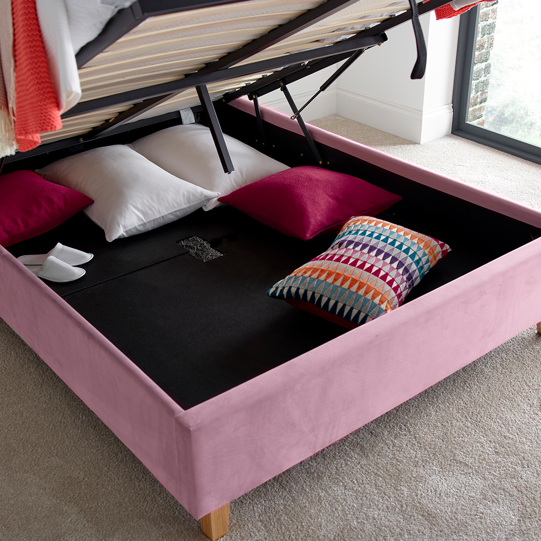 Velvet Ottoman Storage Double Bed - Kingham