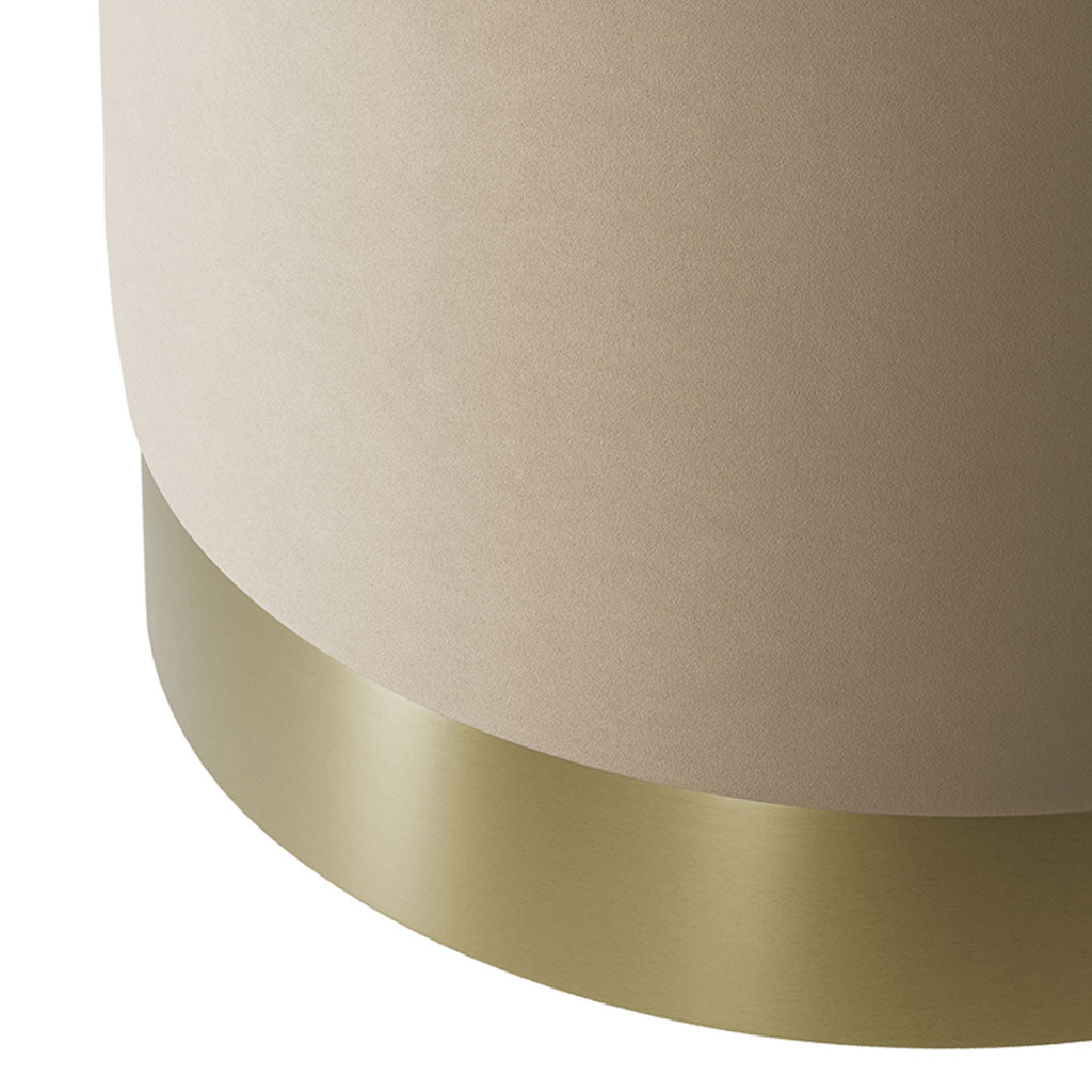 Velvet Pouffe 41.5cm Wide With Brushed Gold Base - Lara
