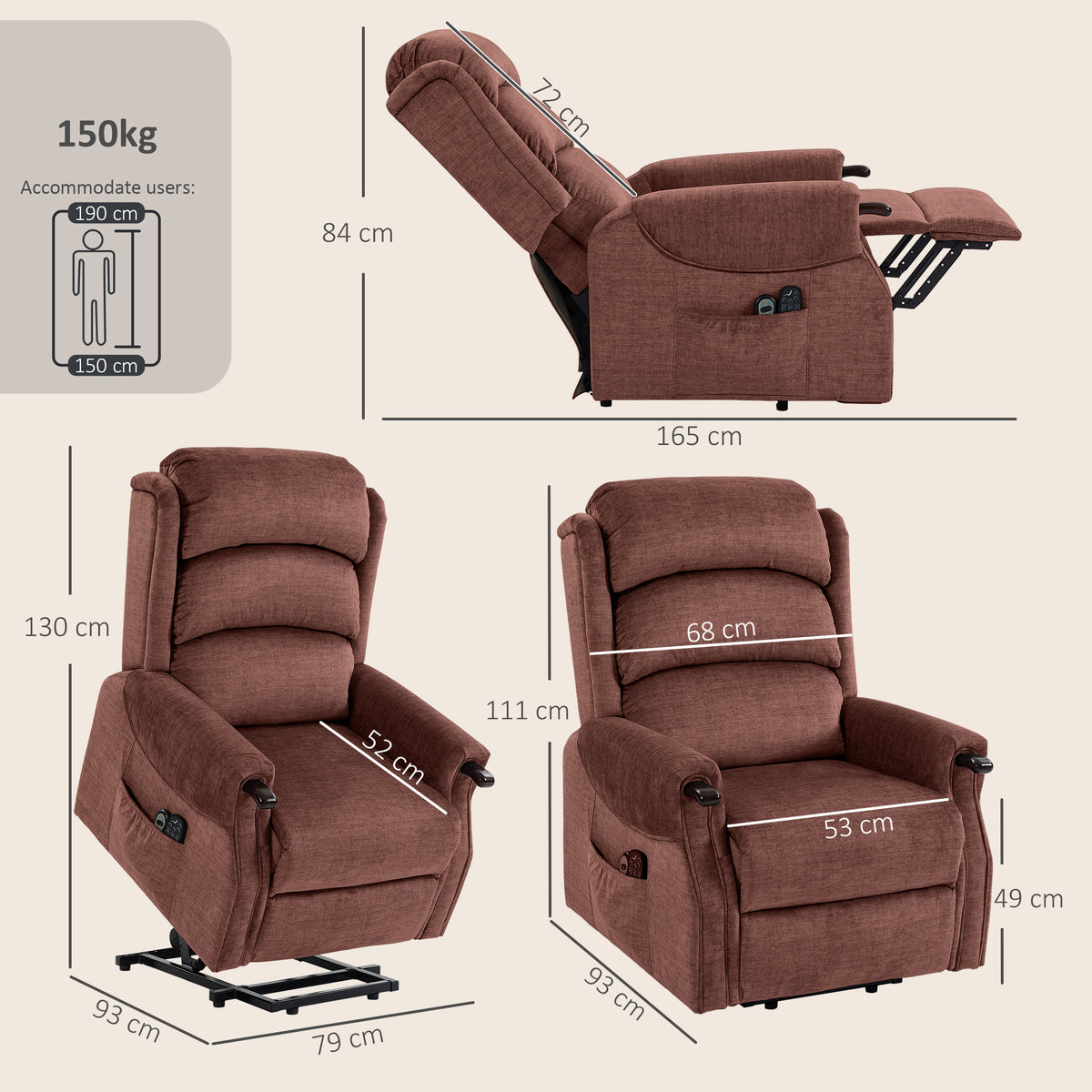 Velvet Recliner Chair 79cm Wide With Footrest - Velmora