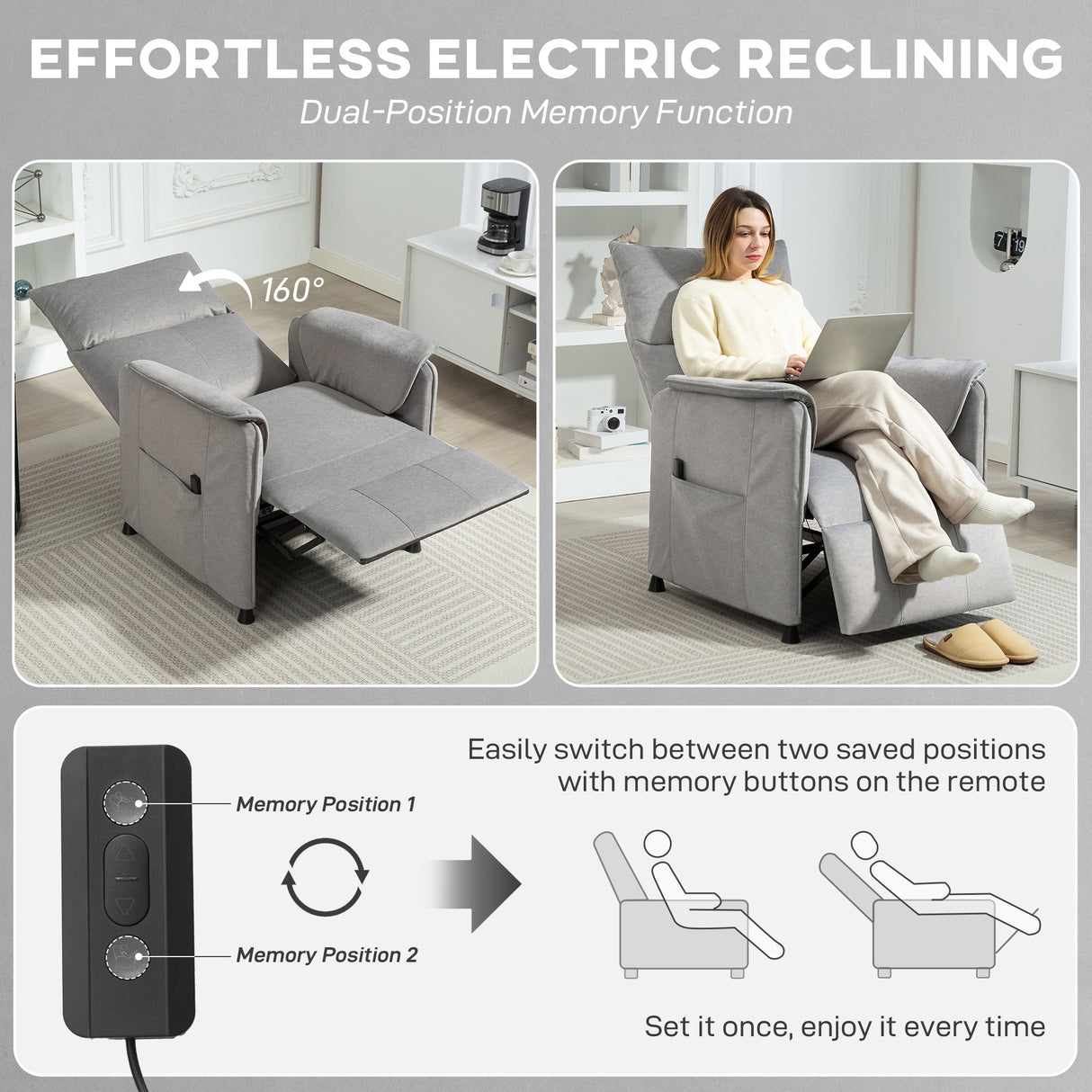 Velvet Recliner Chair 80cm Wide With Footrest - Velmora