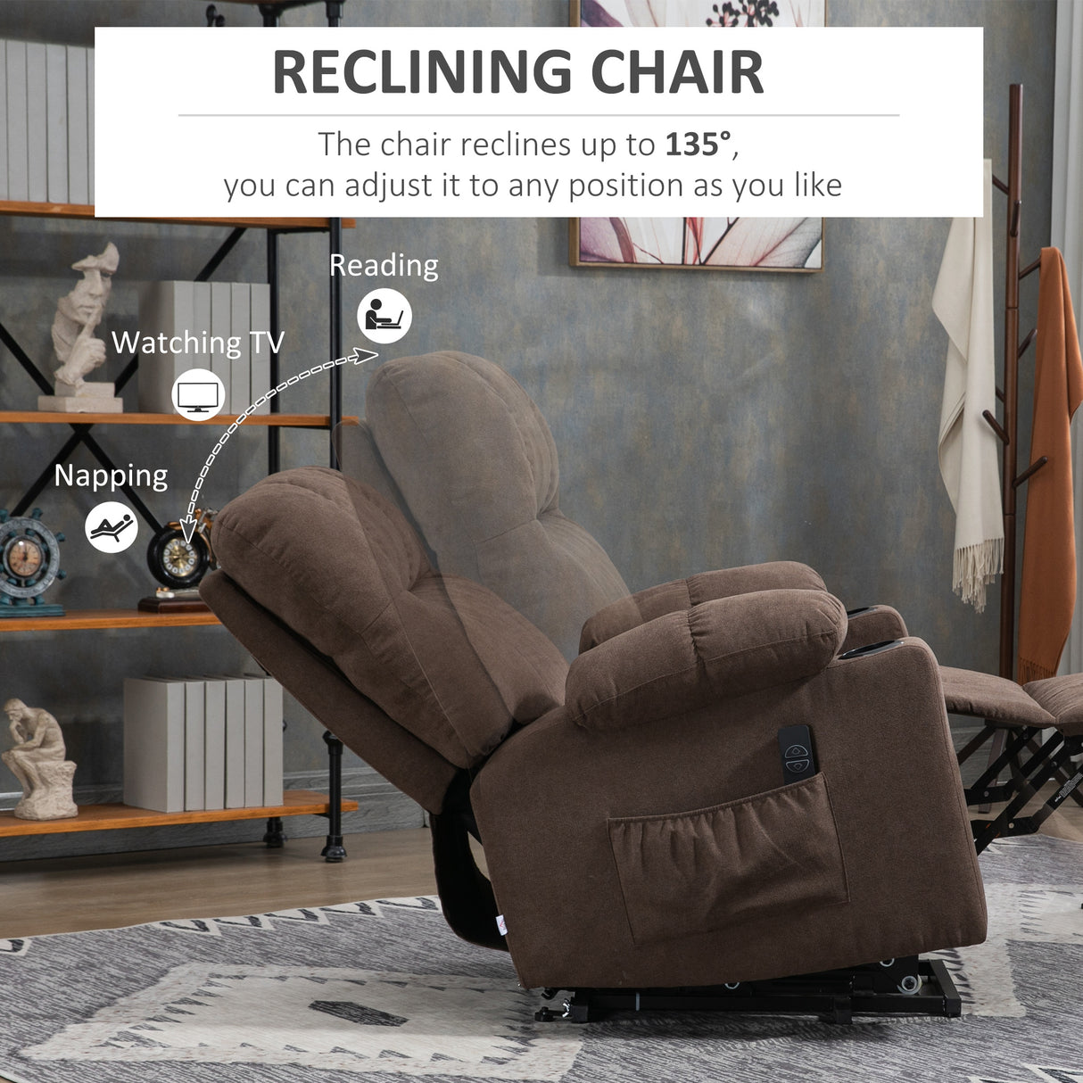 Velvet Recliner Chair 91cm Wide With Footrest - Velmora