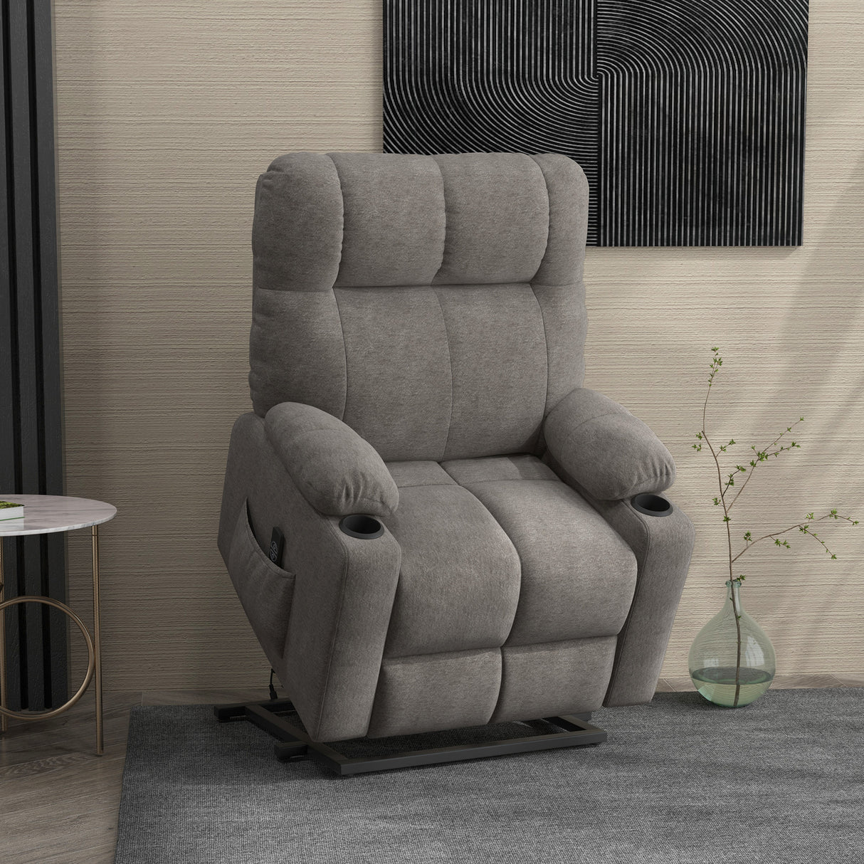 Velvet Recliner Chair 91cm Wide With Footrest - Velmora