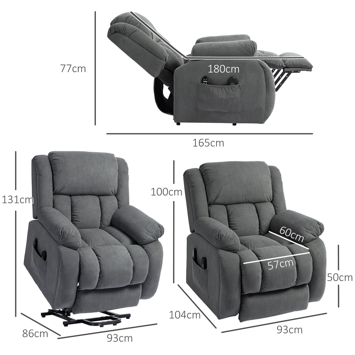 Velvet Recliner Chair 93cm Wide With Footrest - Velmora