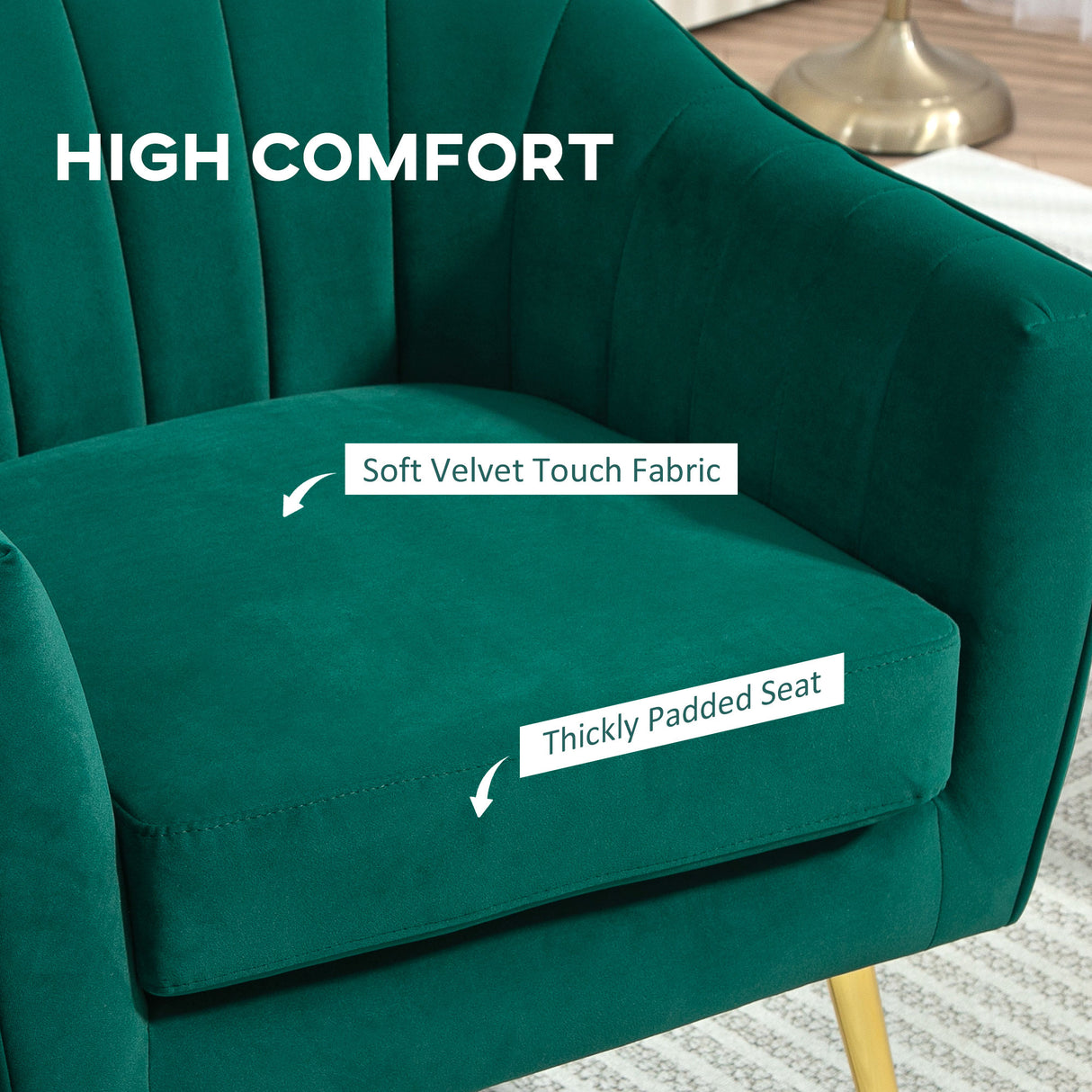 Velvet Shell Back Accent Chair 71cm Wide - Velmora