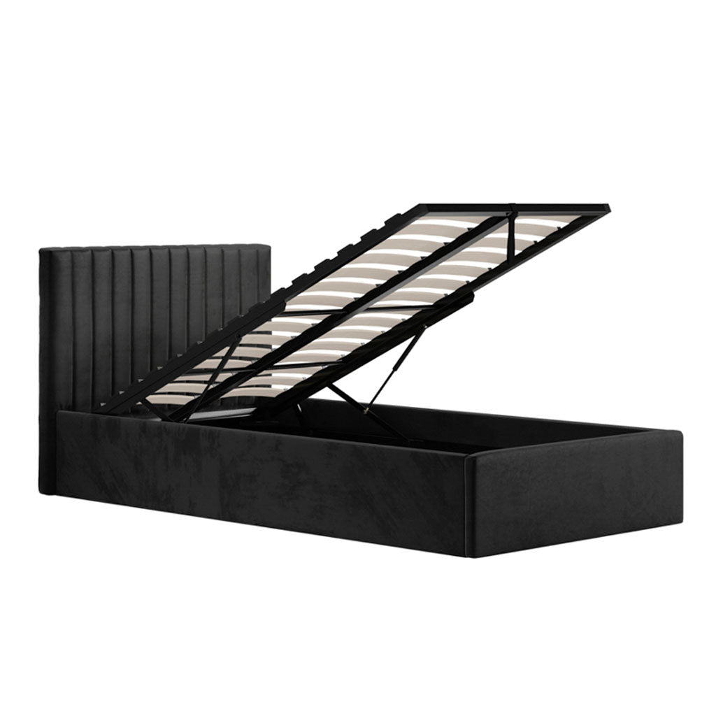 Velvet Single Ottoman Storage Bed - Berlin