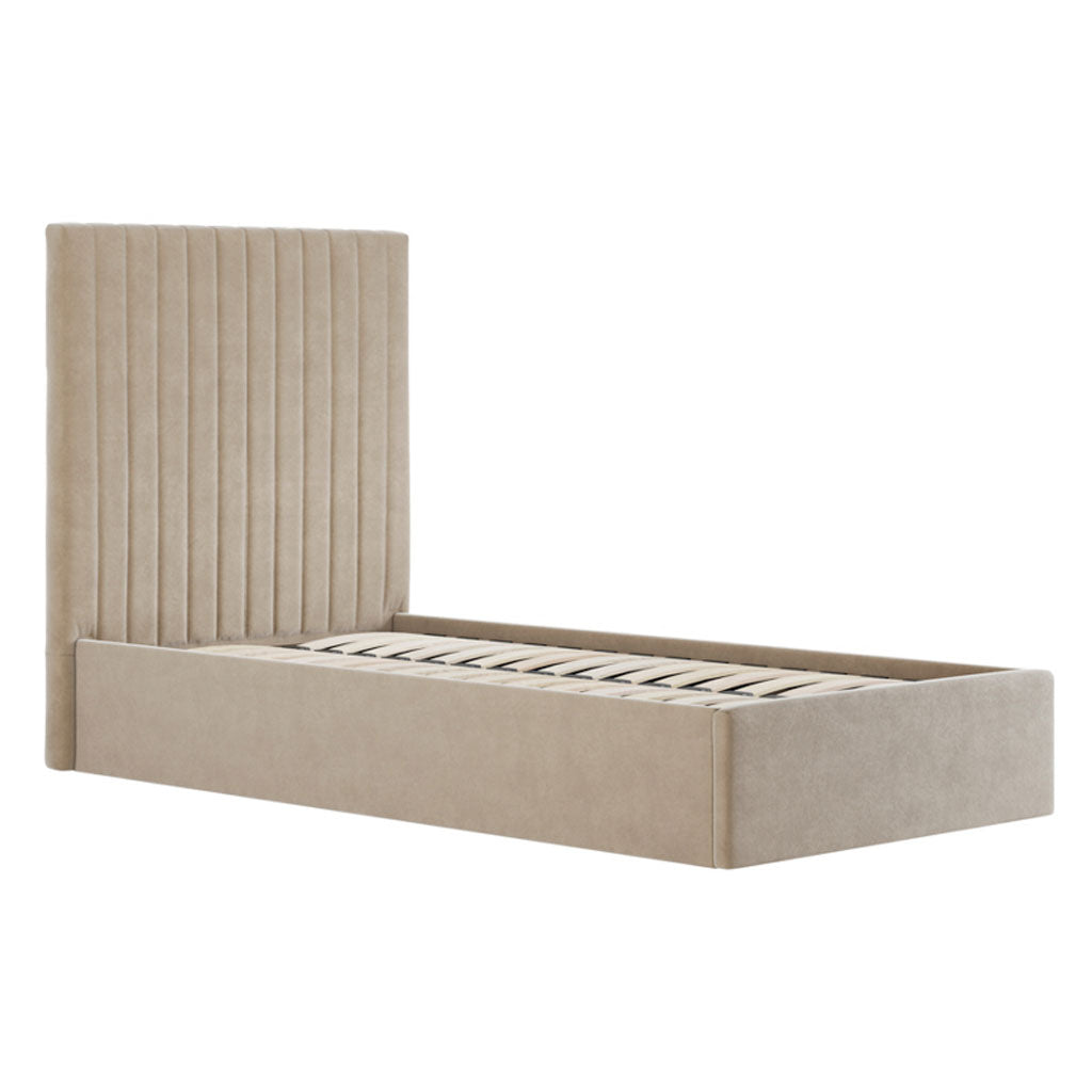 Velvet Single Ottoman Storage Bed With Tall Headboard - Berlin