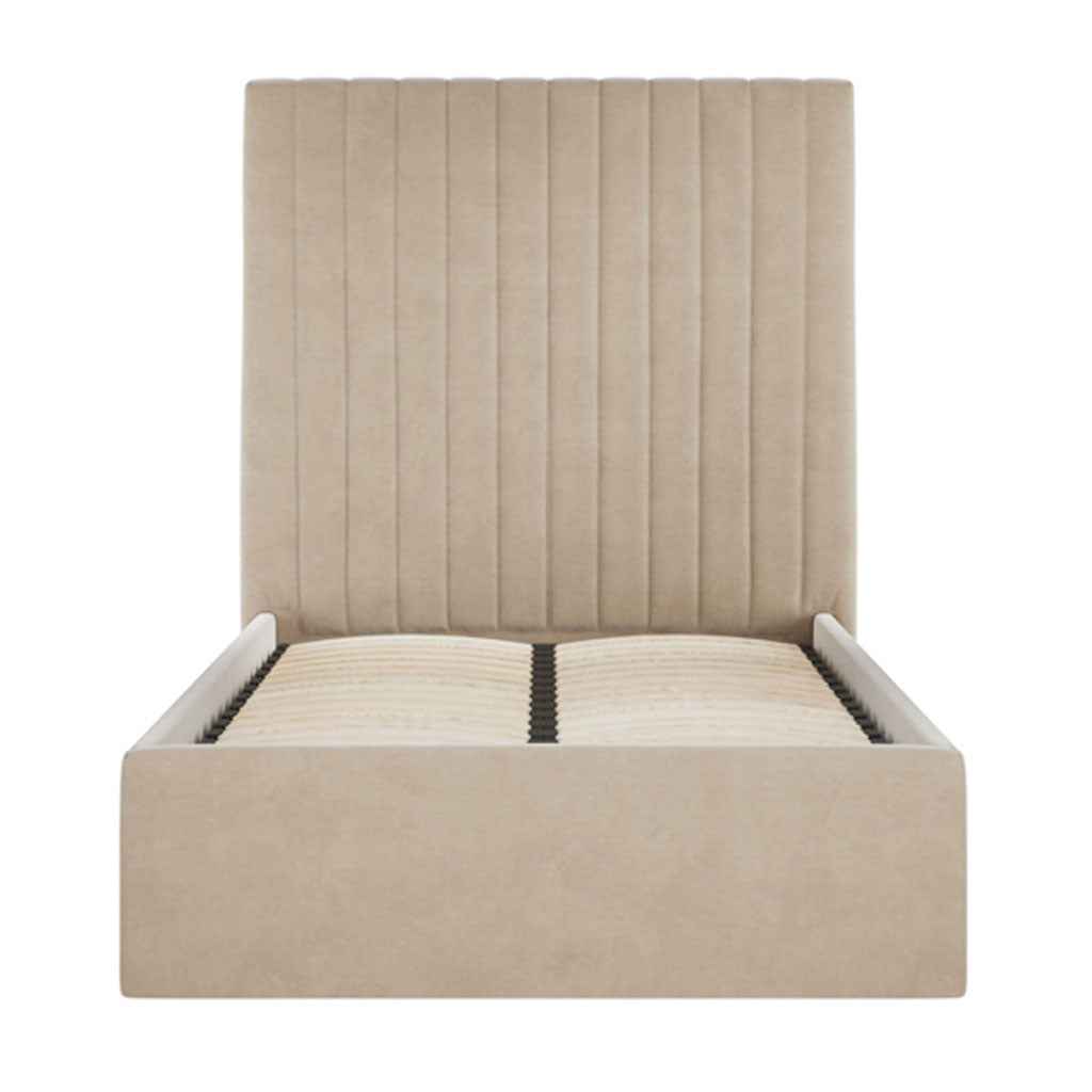 Velvet Single Ottoman Storage Bed With Tall Headboard - Berlin