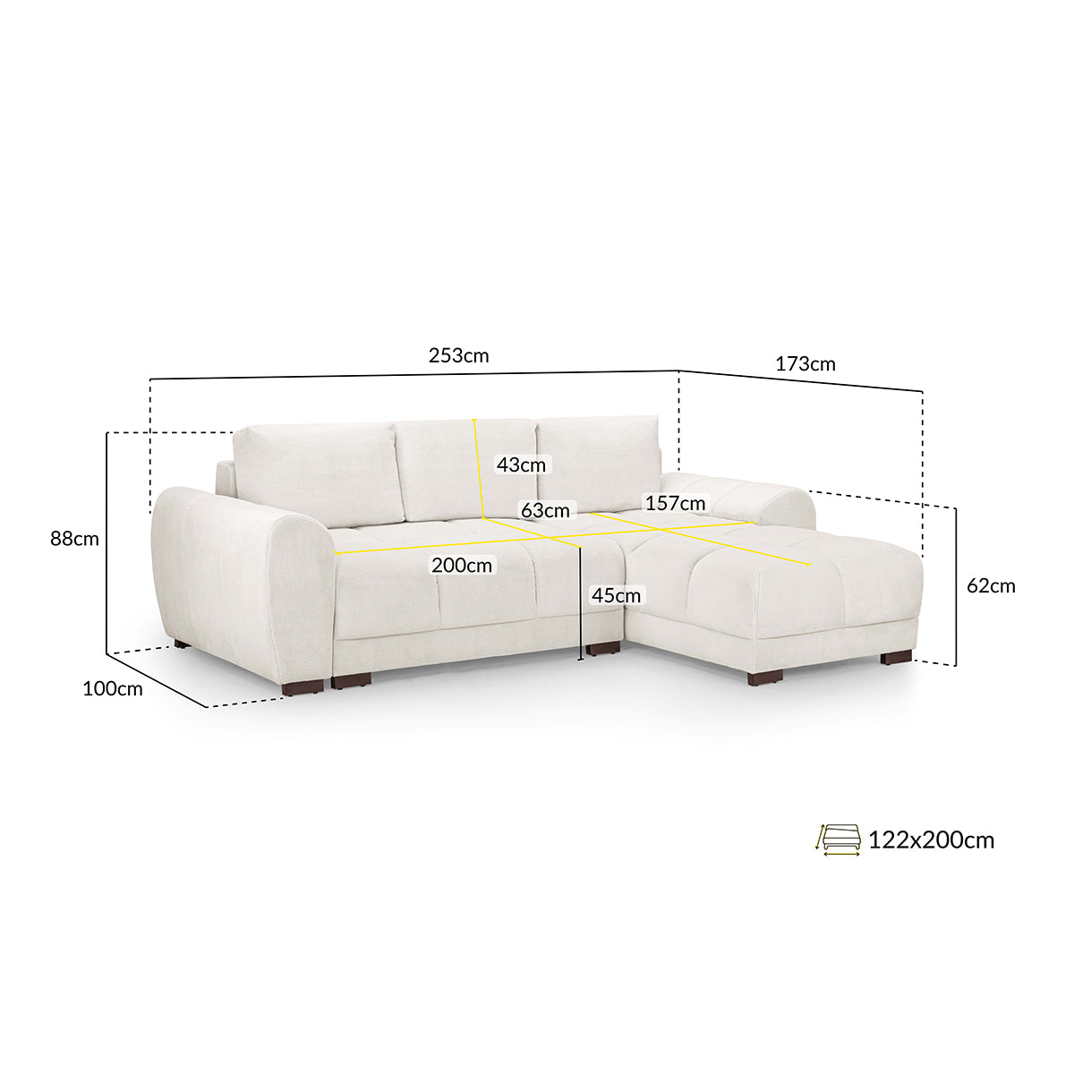 Velvet Sofa Bed Universal Corner - Azzuro
