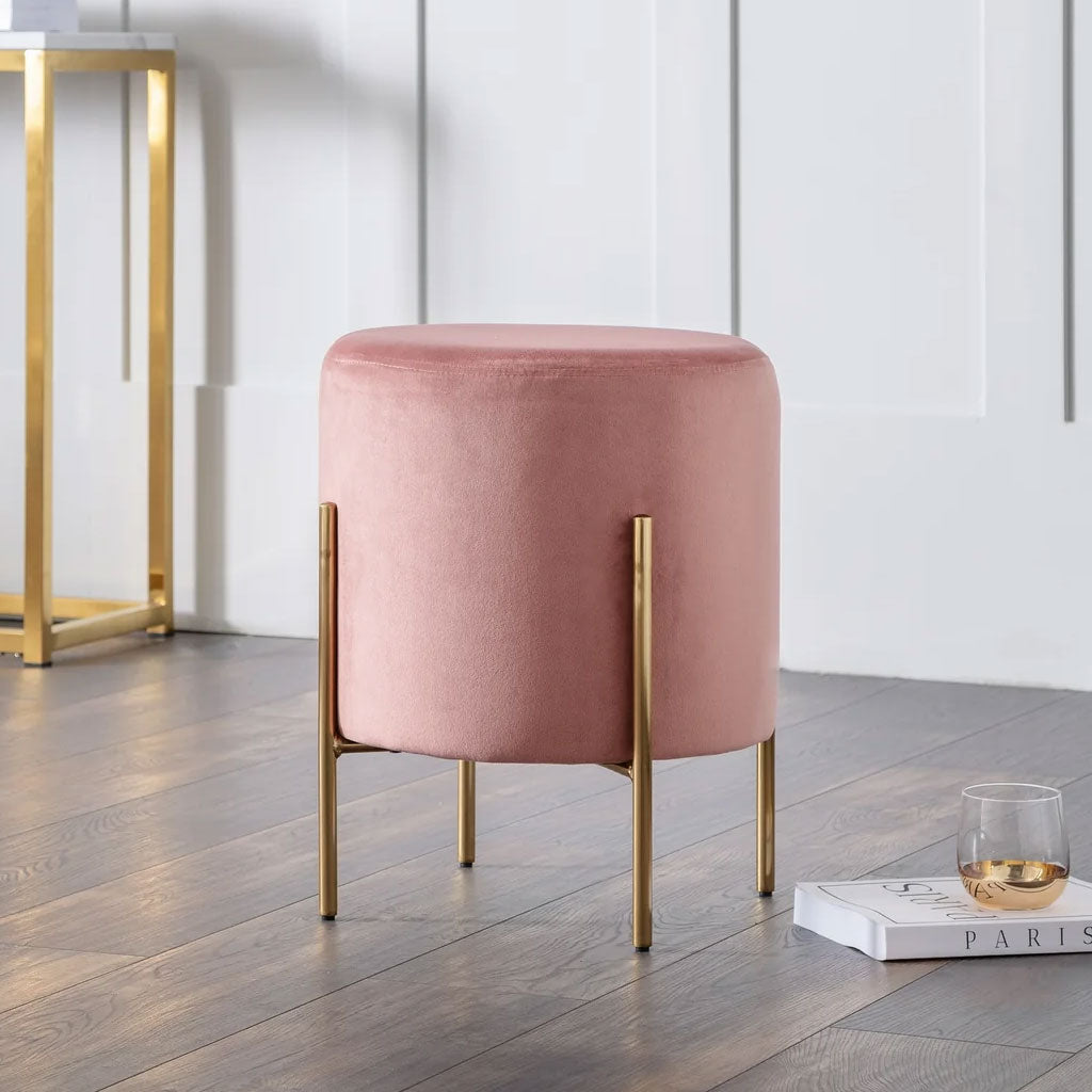 Velvet Stool With Gold Legs - Harrogate
