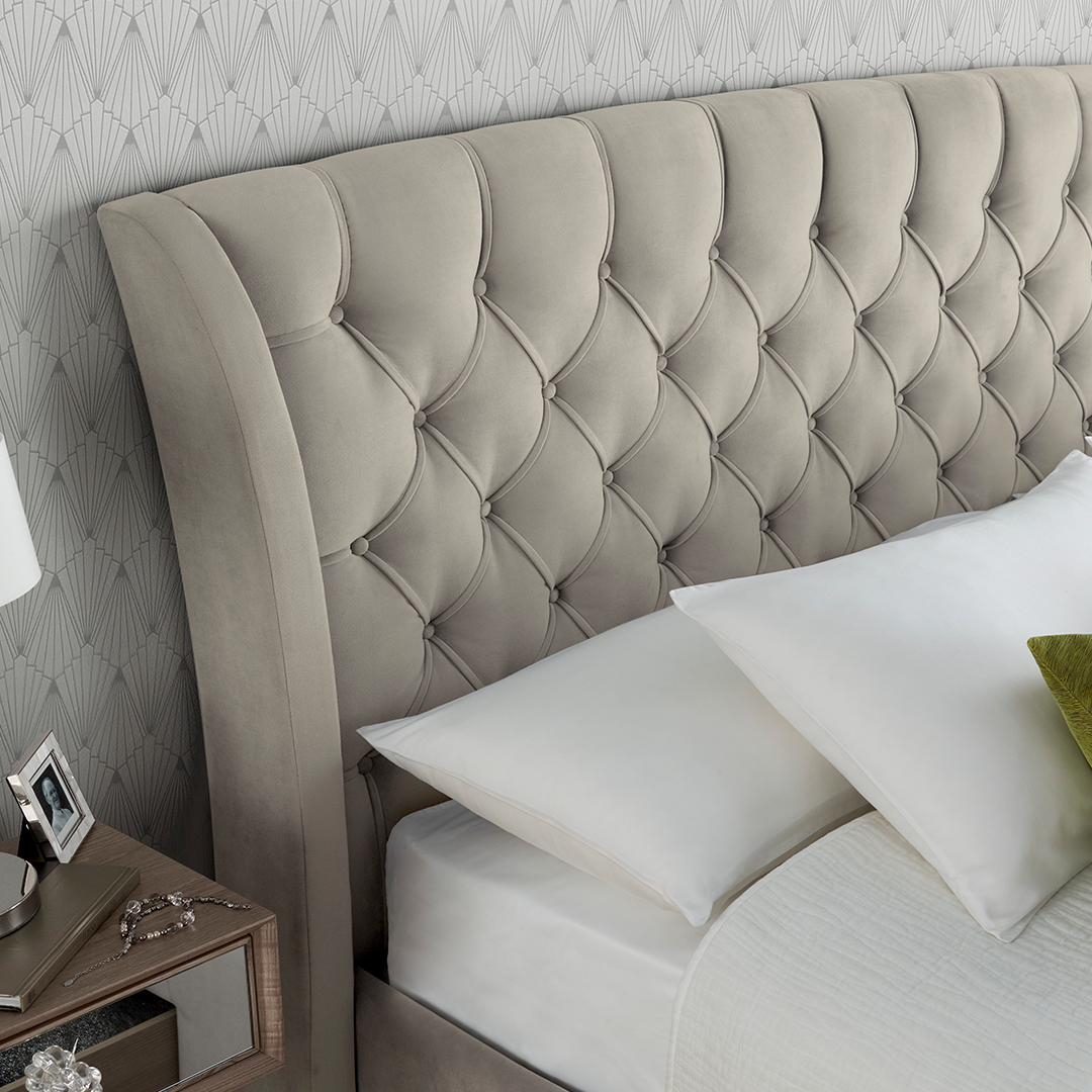 Velvet Storage Double Bed With 4 Drawers - Newton