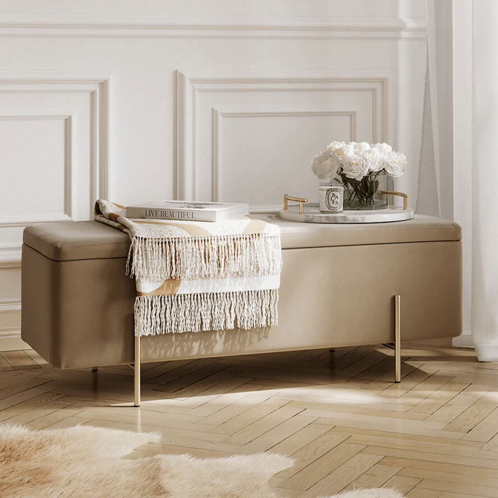 Velvet Storage Ottoman - Lola