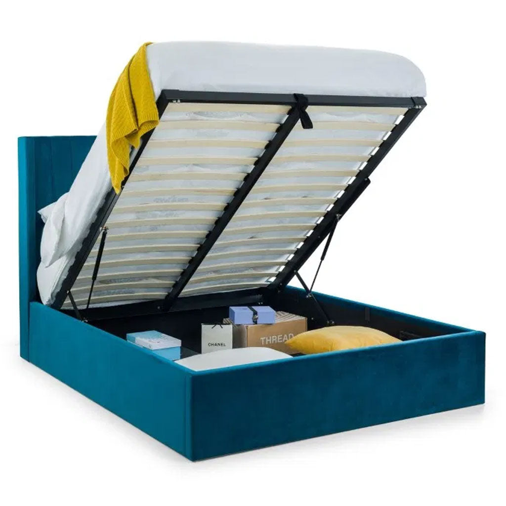 Velvet Super King Size Ottoman Storage Bed - Langham