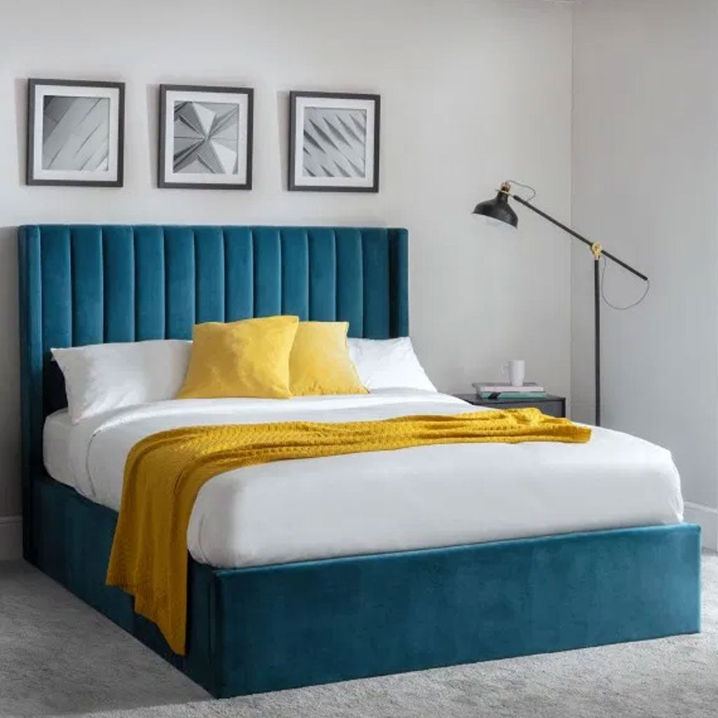 Velvet Super King Size Ottoman Storage Bed - Langham