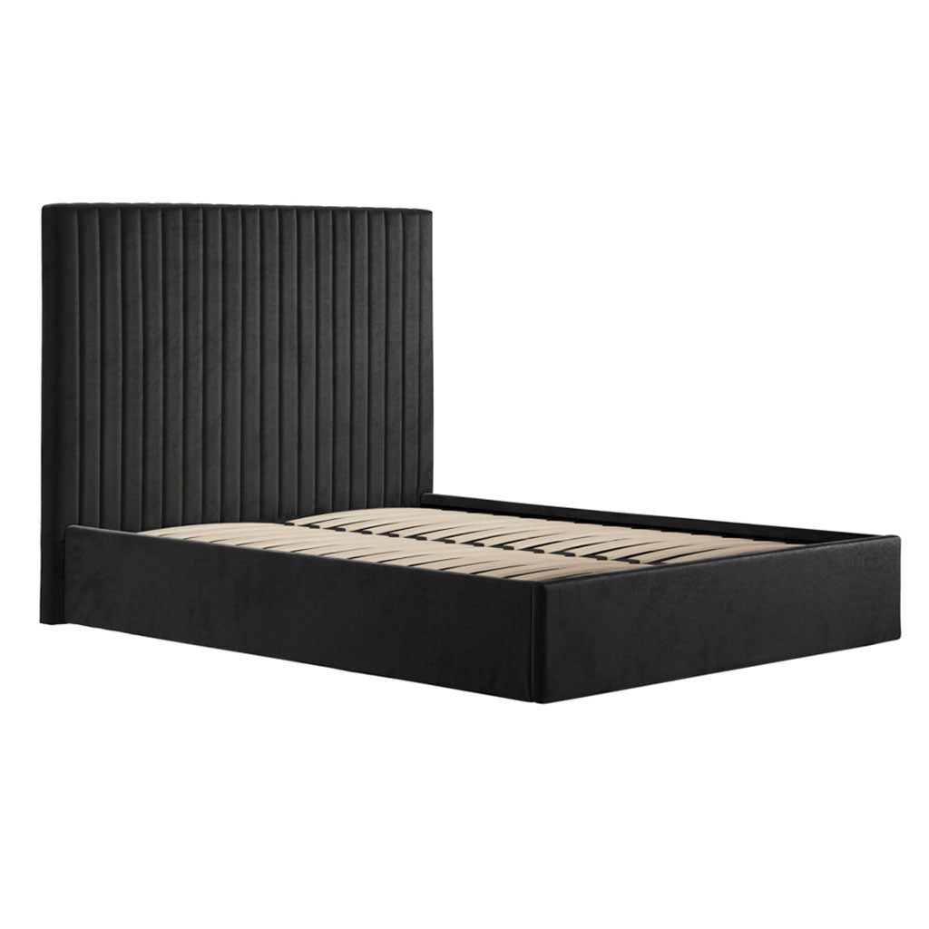 Velvet Super King Size Ottoman Storage Bed With Tall Headboard - Berlin