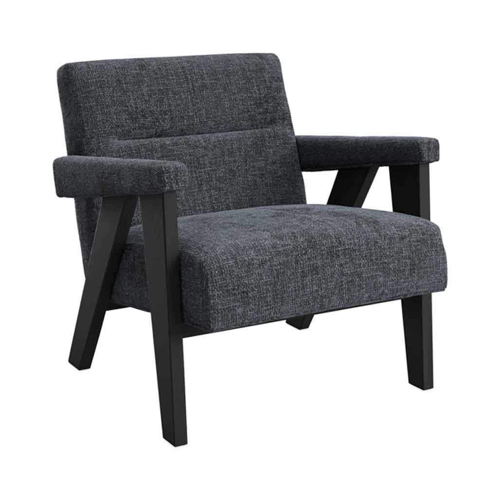 Velvet Tweed Armchair With Wood Frame - Abel