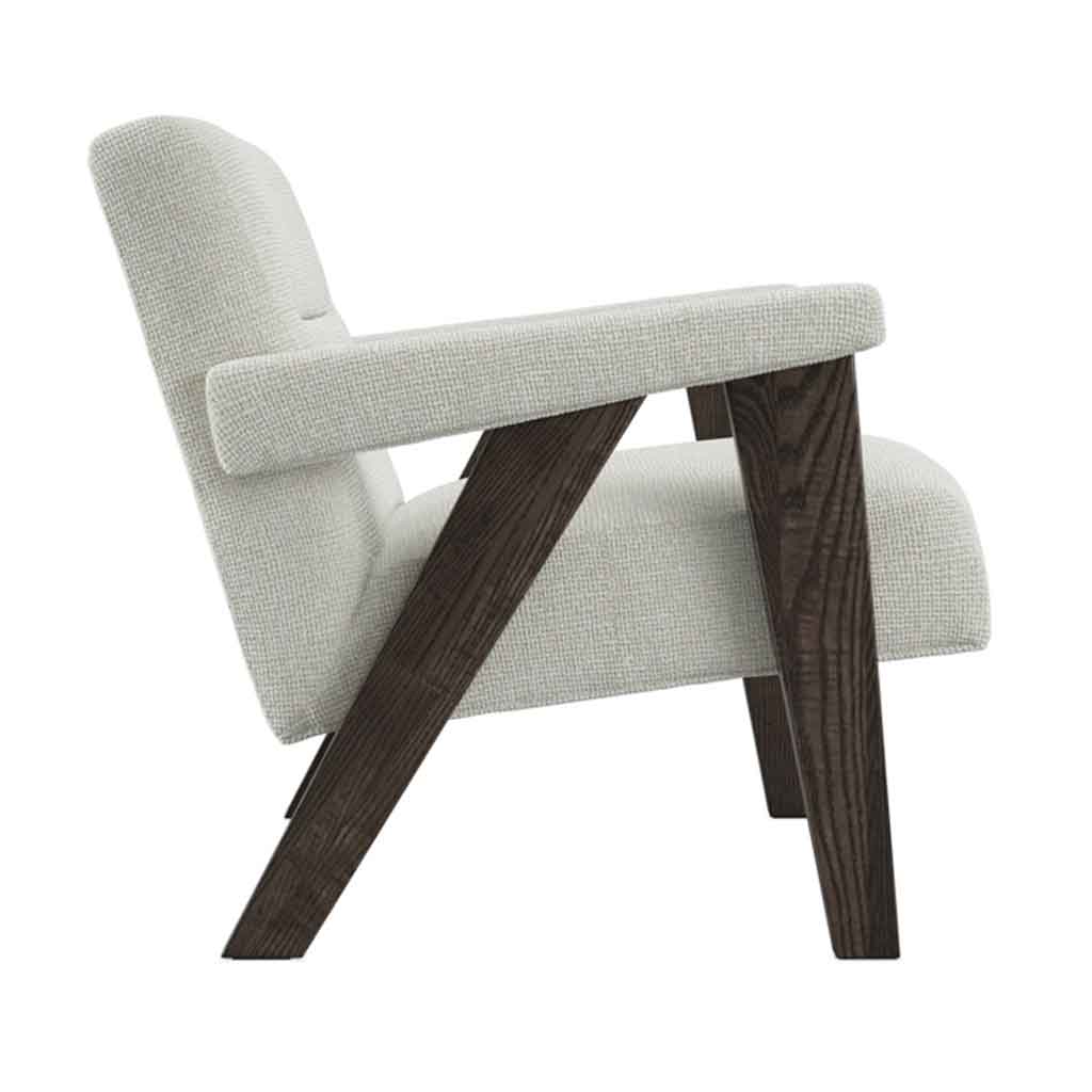 Velvet Tweed Armchair With Wood Frame - Abel