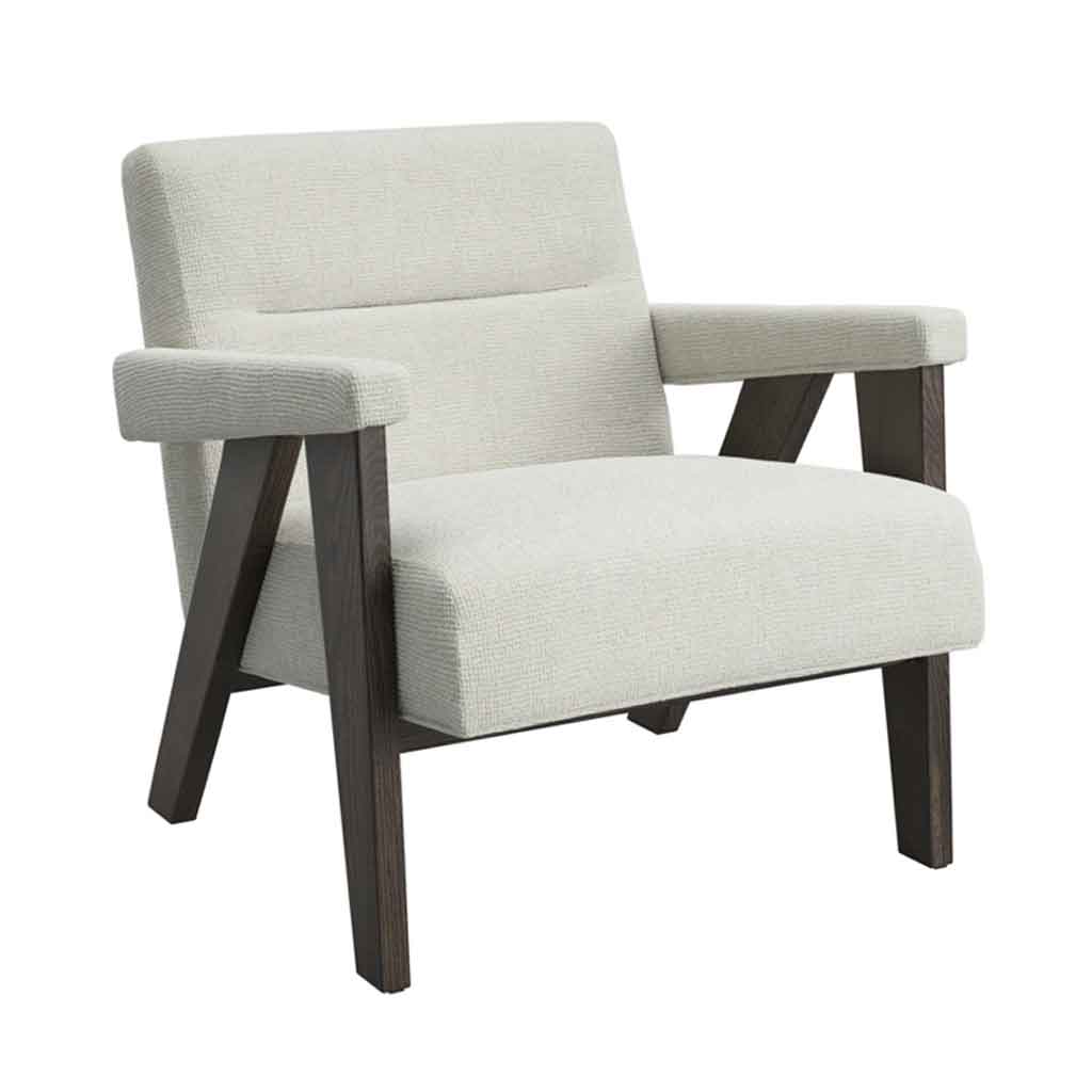 Velvet Tweed Armchair With Wood Frame - Abel