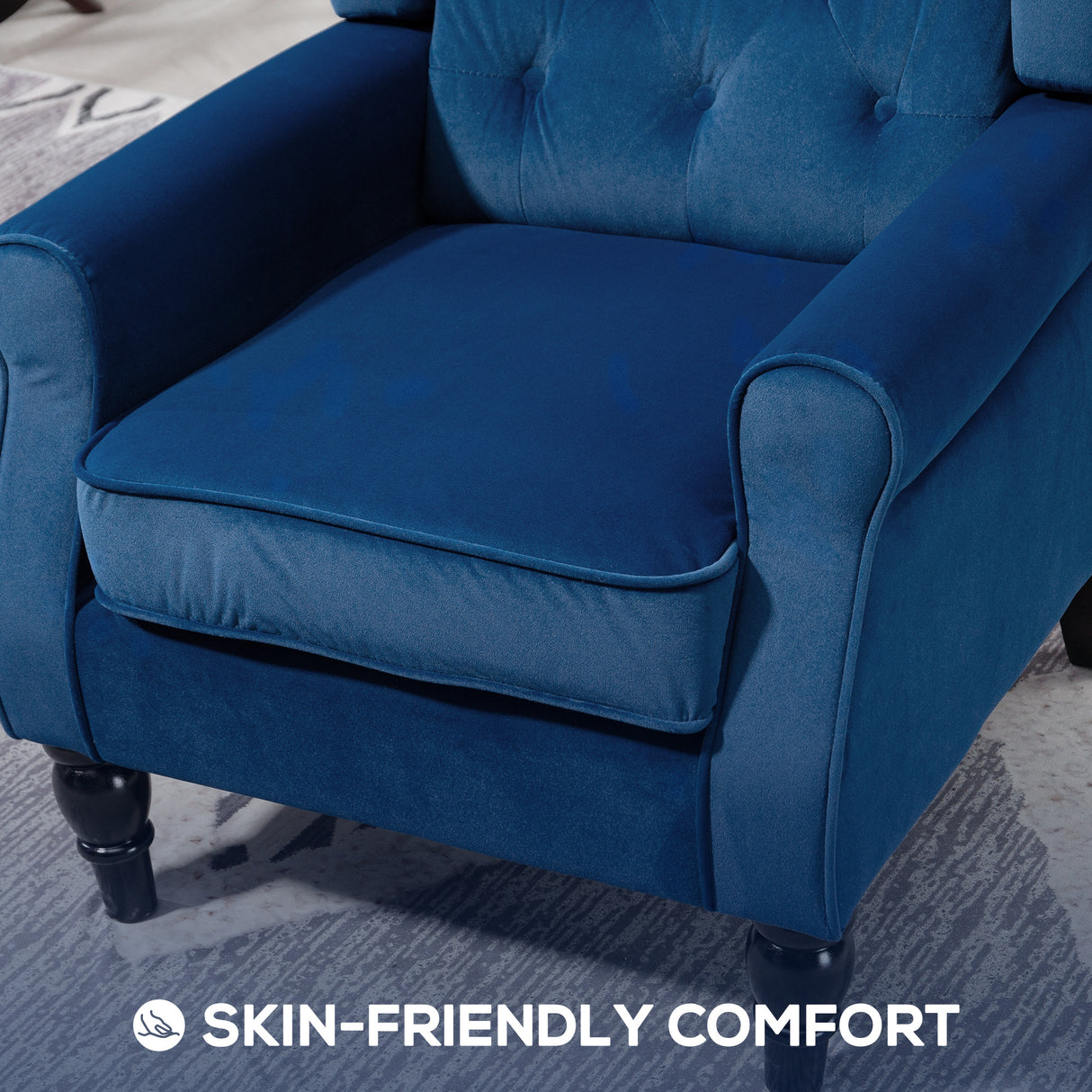 Velvet Wingback Occasional Chair 74cm Wide - Velmora