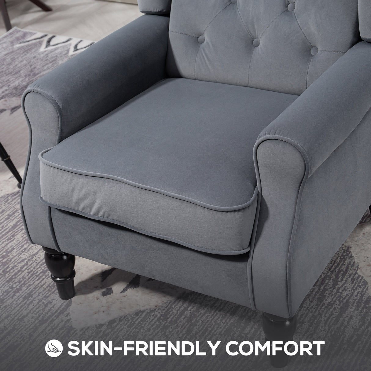 Velvet Wingback Occasional Chair 74cm Wide - Velmora