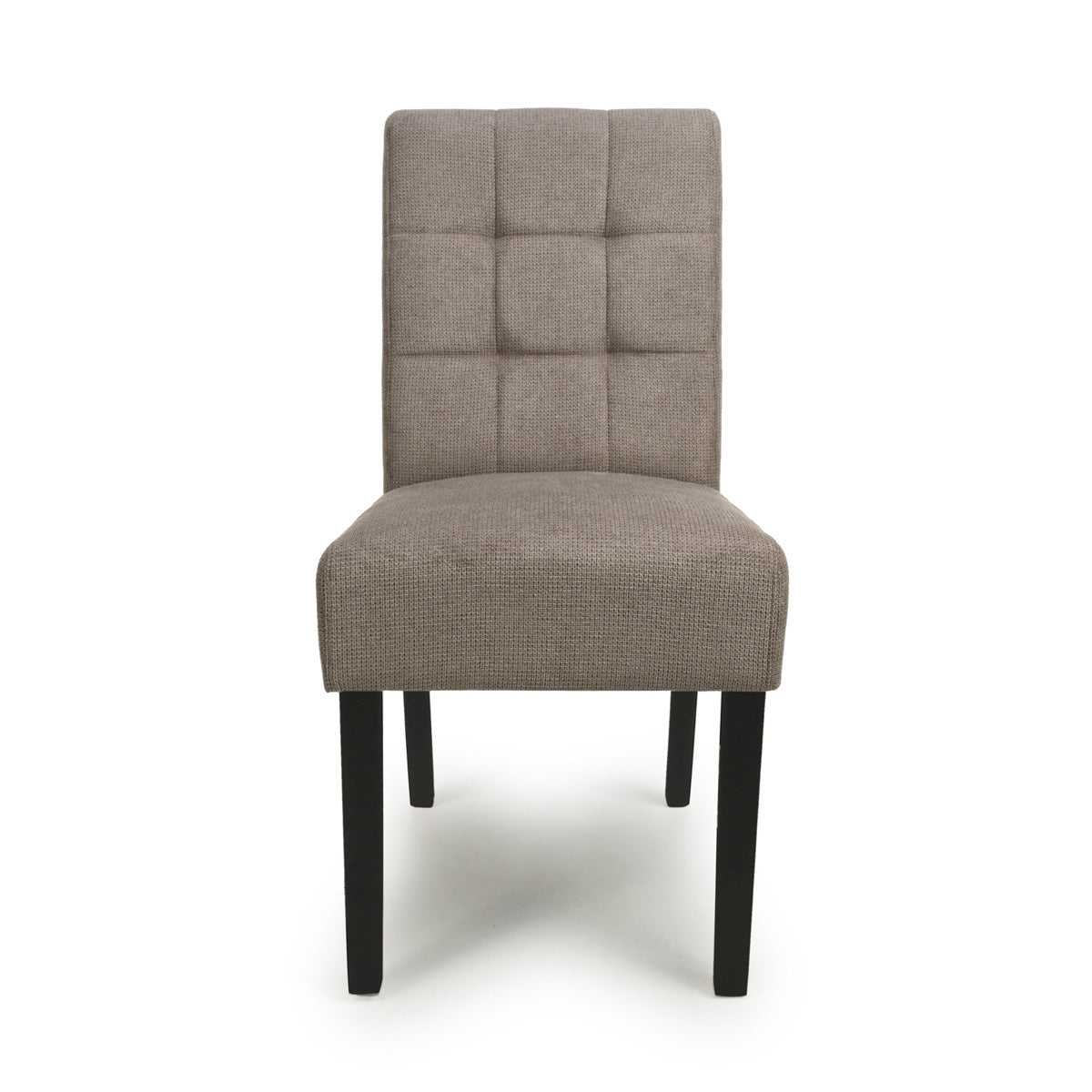 Waffle Flax Effect Fabric Dining Chairs in Set Of 2 With Black Legs - Moseley