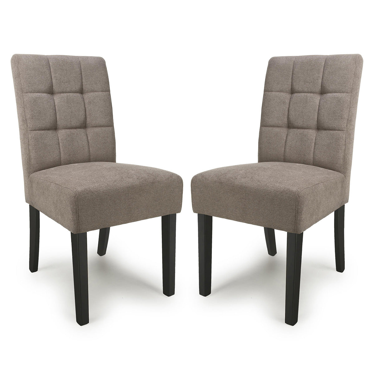 Waffle Flax Effect Fabric Dining Chairs in Set Of 2 With Black Legs - Moseley