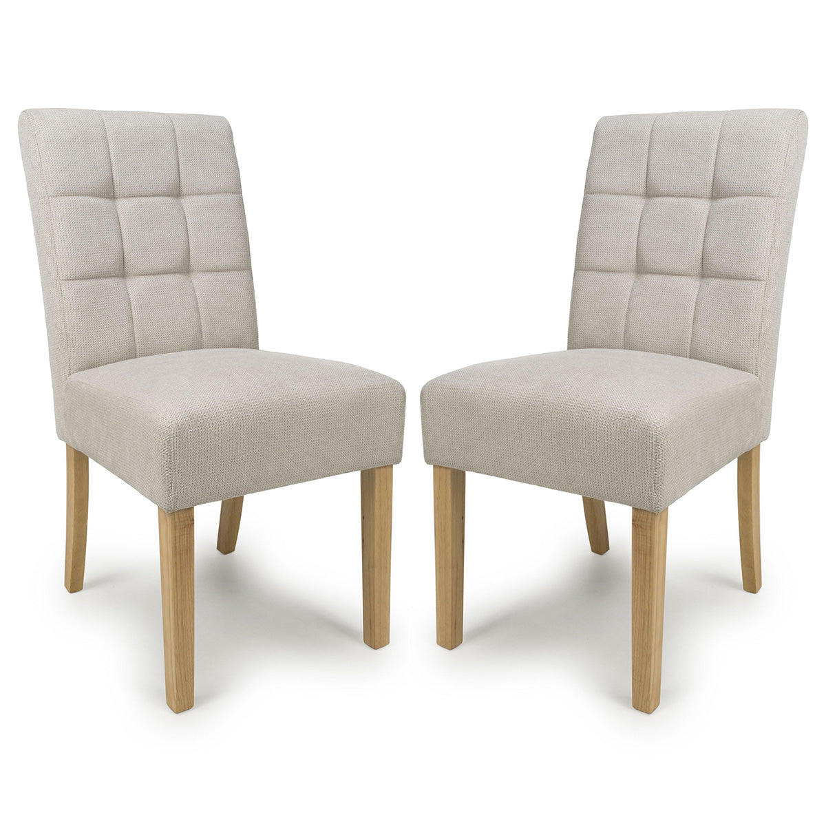 Waffle Flax Effect Fabric Dining Chairs in Set Of 2 With Natural Legs - Moseley