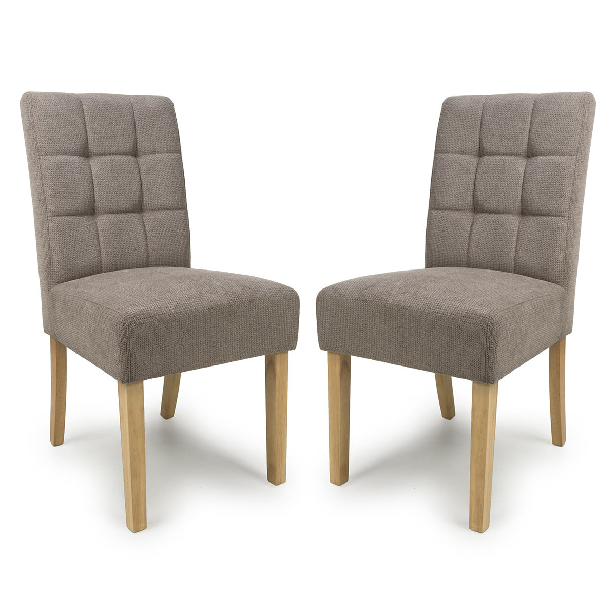 Waffle Flax Effect Fabric Dining Chairs in Set Of 2 With Natural Legs - Moseley