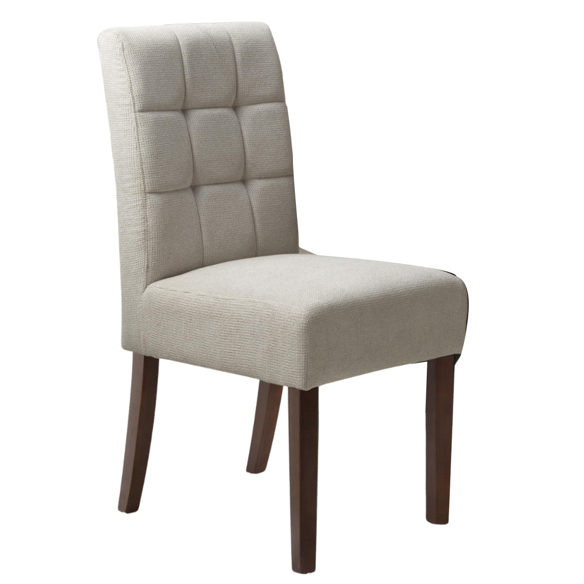Waffle Flax Effect Fabric Dining Chairs in Set Of 2 With Walnut Legs - Moseley