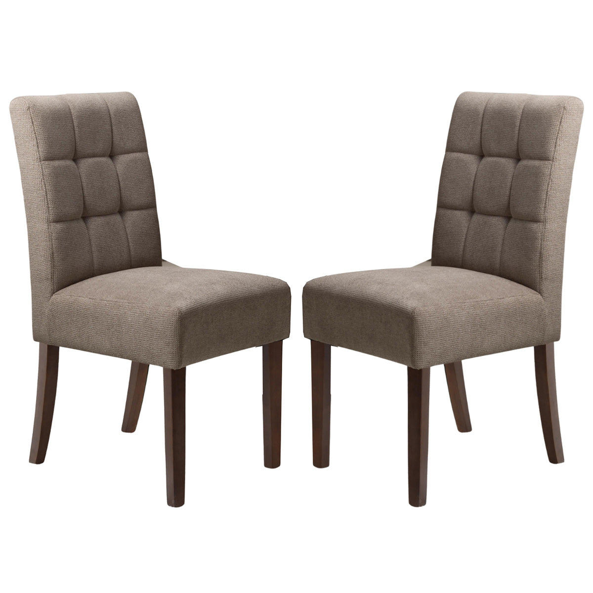 Waffle Flax Effect Fabric Dining Chairs in Set Of 2 With Walnut Legs - Moseley
