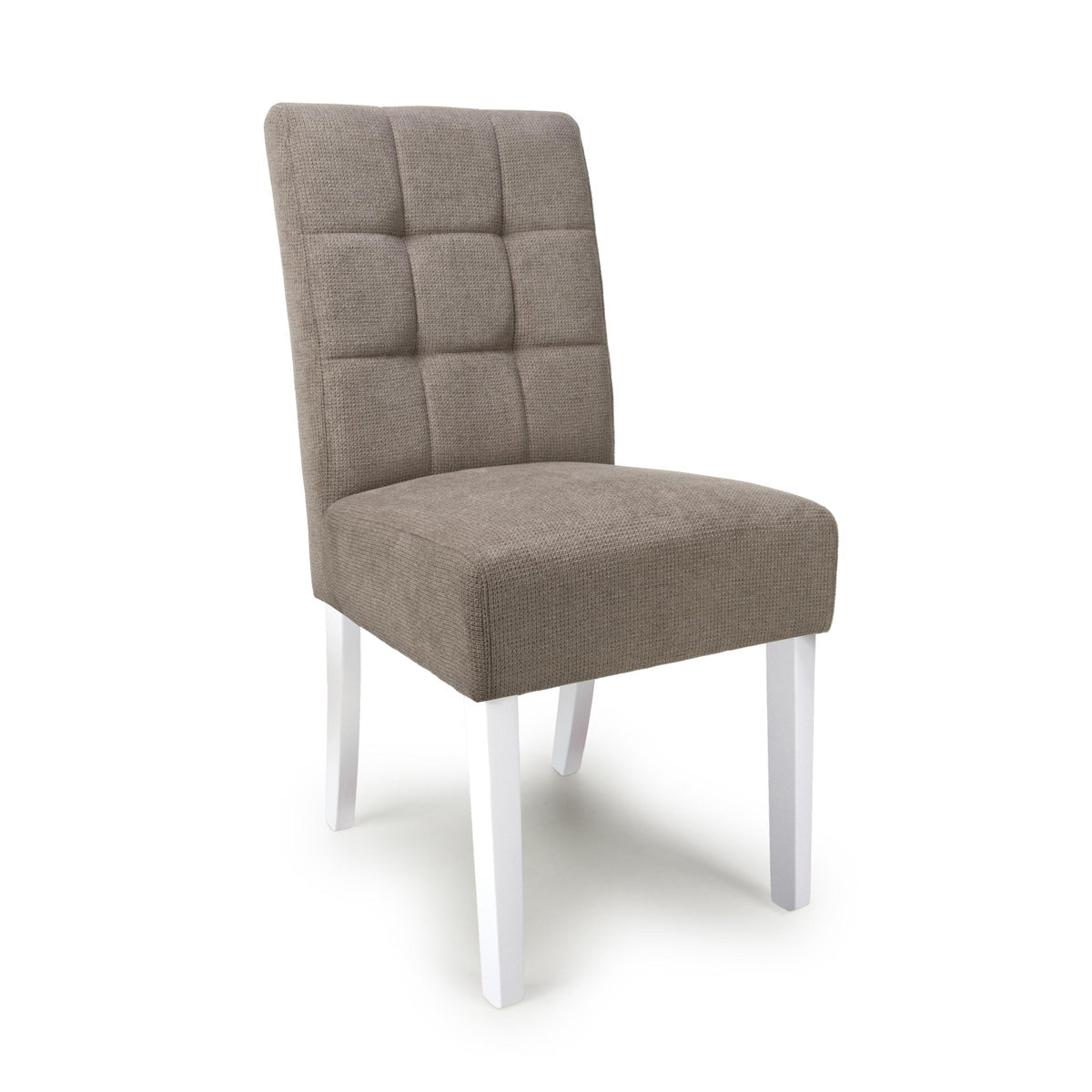 Waffle Flax Effect Fabric Dining Chairs in Set Of 2 With White Legs - Moseley