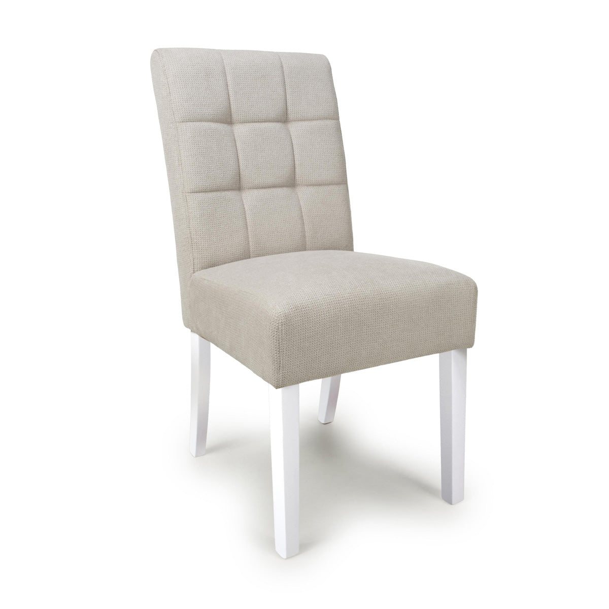 Waffle Flax Effect Fabric Dining Chairs in Set Of 2 With White Legs - Moseley