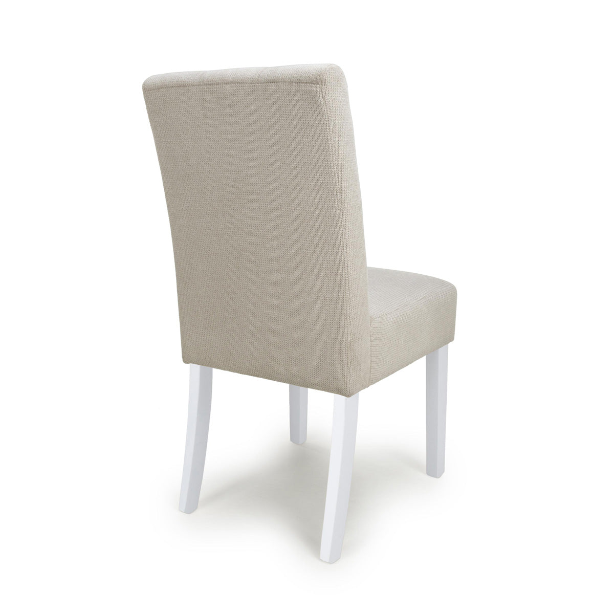 Waffle Flax Effect Fabric Dining Chairs in Set Of 2 With White Legs - Moseley