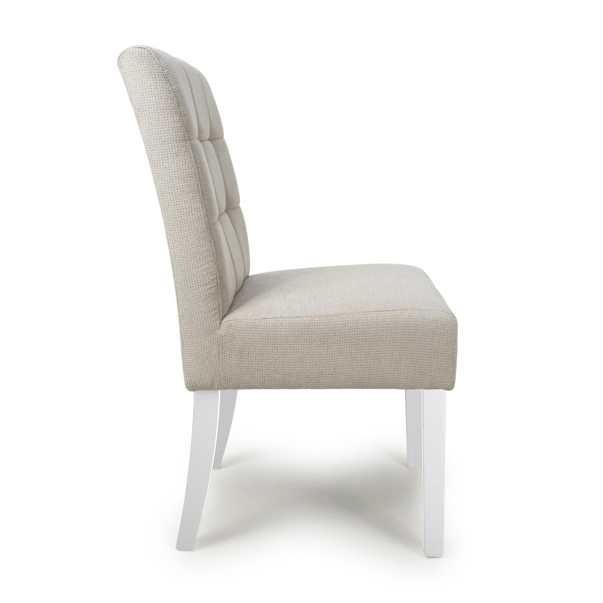 Waffle Flax Effect Fabric Dining Chairs in Set Of 2 With White Legs - Moseley