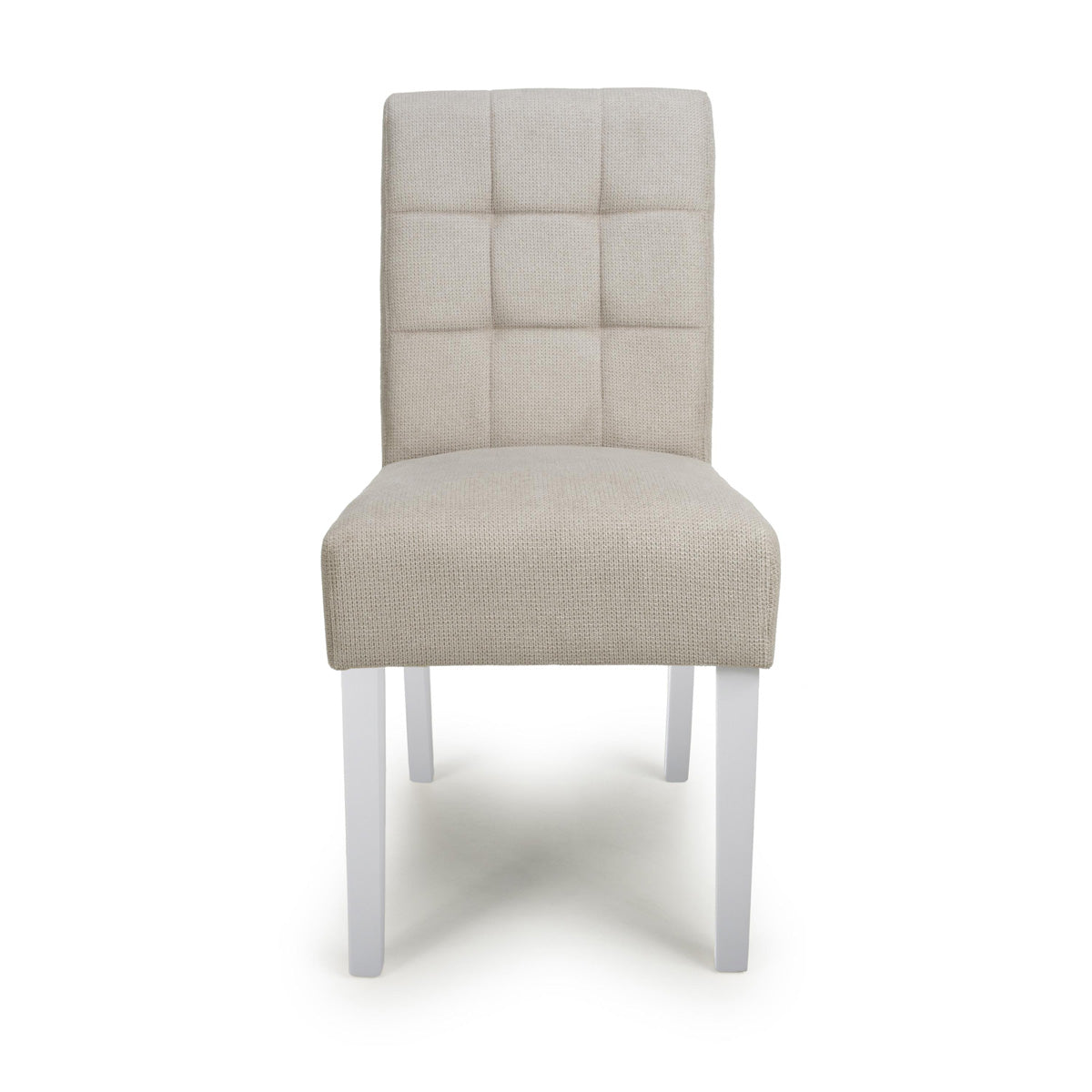 Waffle Flax Effect Fabric Dining Chairs in Set Of 2 With White Legs - Moseley