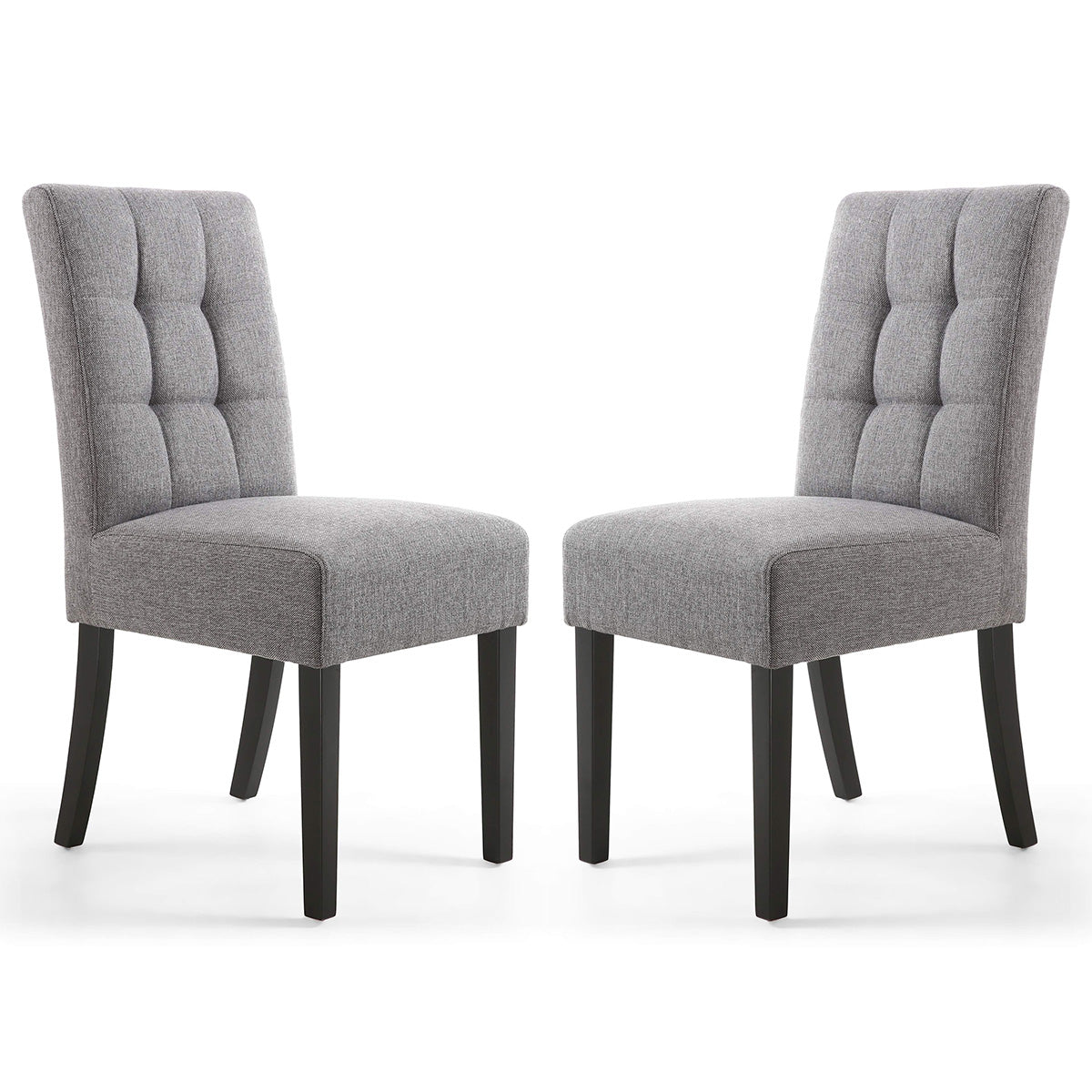 Waffle Linen Effect Fabric Dining Chairs in Set Of 2 With Black Legs - Moseley