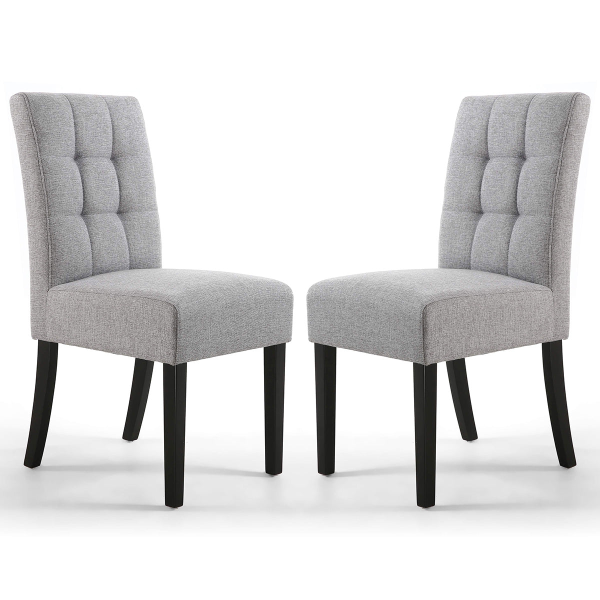 Waffle Linen Effect Fabric Dining Chairs in Set Of 2 With Black Legs - Moseley