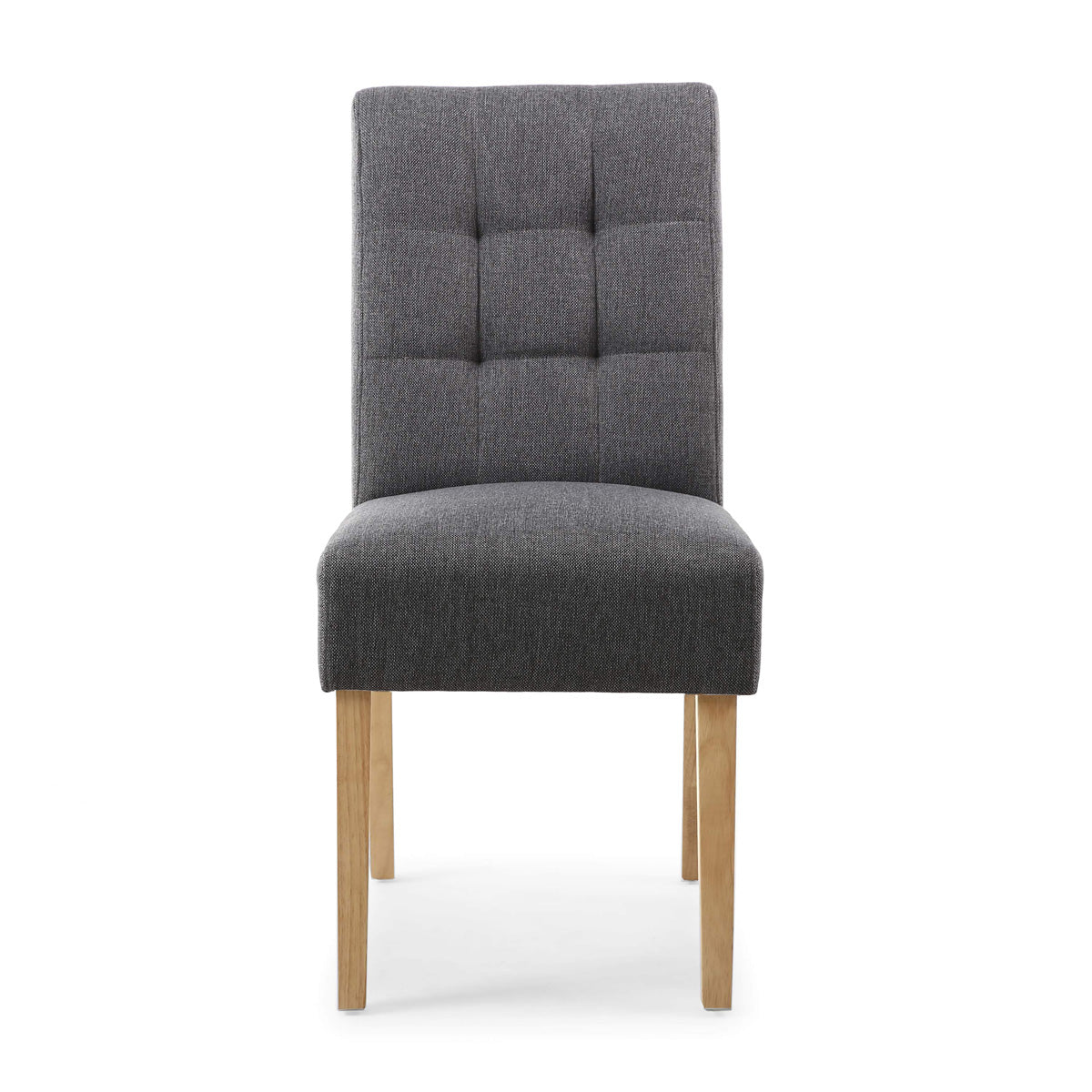 Waffle Linen Effect Fabric Dining Chairs in Set Of 2 With Natural Legs - Moseley