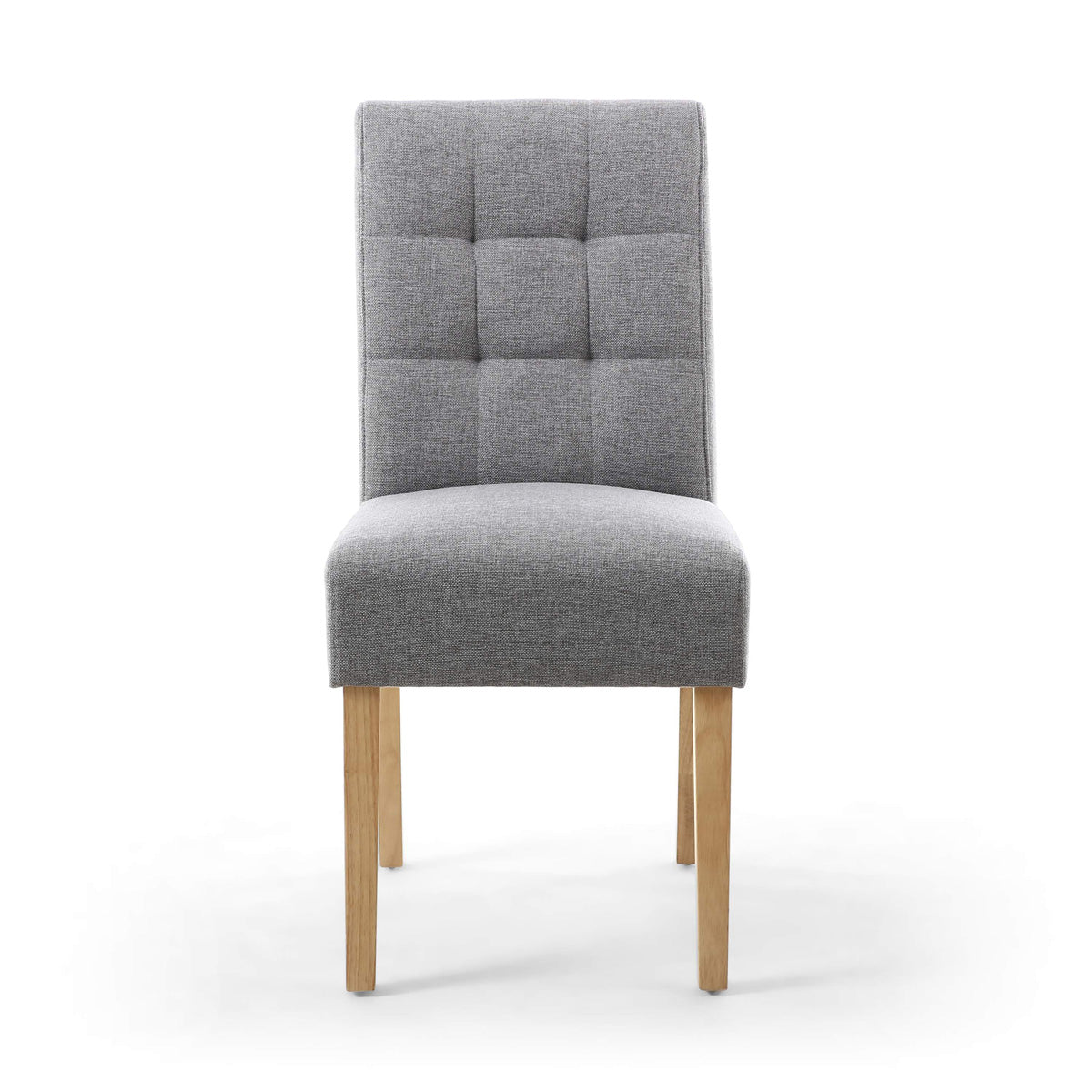 Waffle Linen Effect Fabric Dining Chairs in Set Of 2 With Natural Legs - Moseley