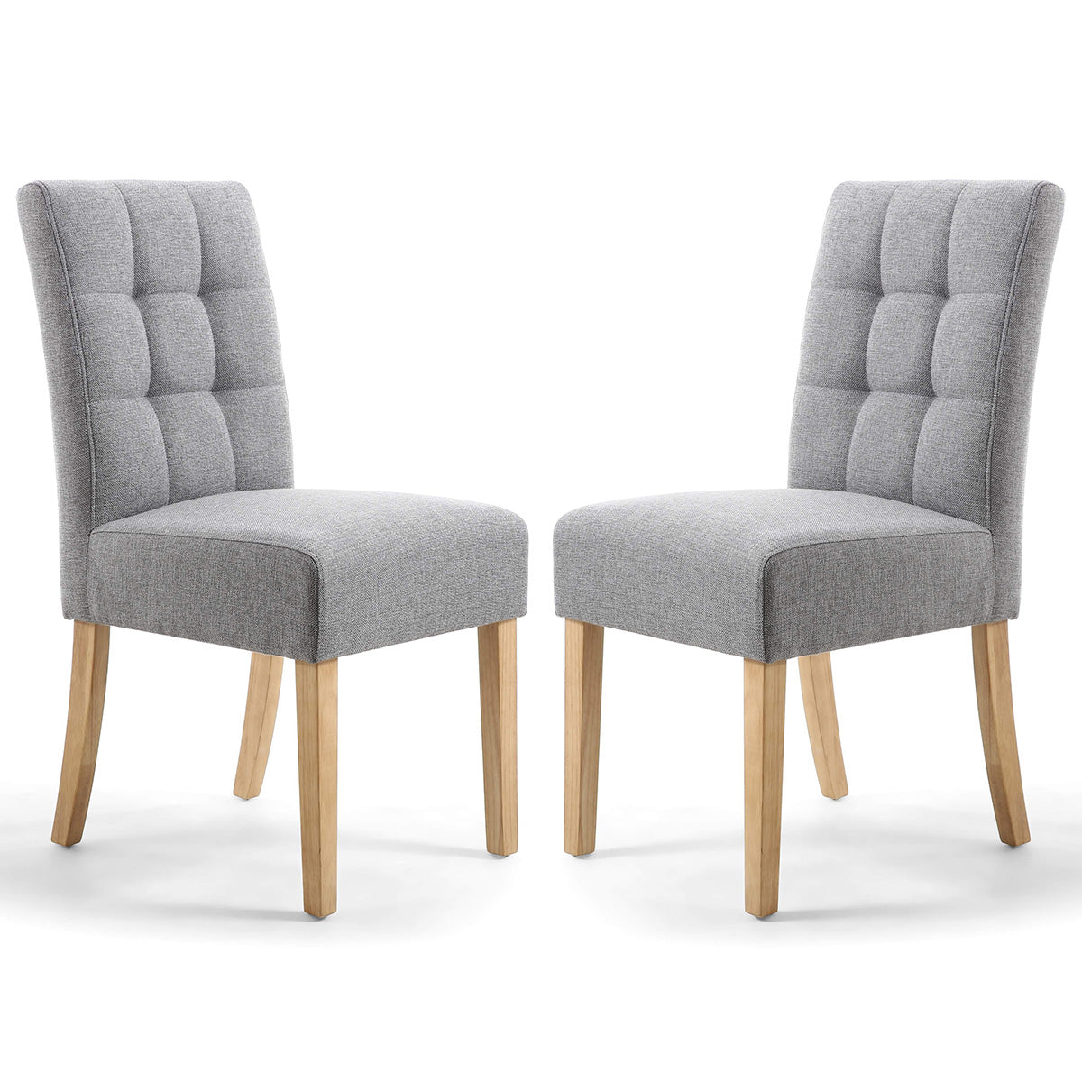 Waffle Linen Effect Fabric Dining Chairs in Set Of 2 With Natural Legs - Moseley