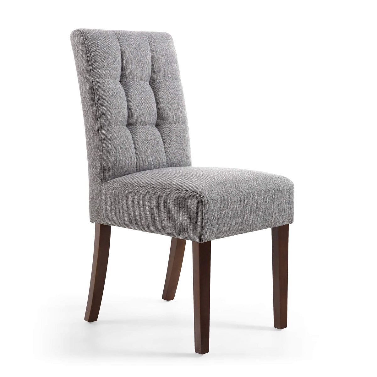 Waffle Linen Effect Fabric Dining Chairs in Set Of 2 With Walnut Legs - Moseley