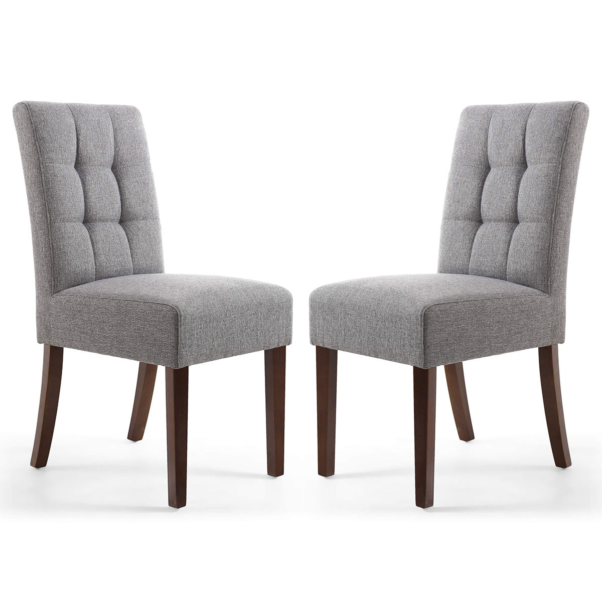 Waffle Linen Effect Fabric Dining Chairs in Set Of 2 With Walnut Legs - Moseley