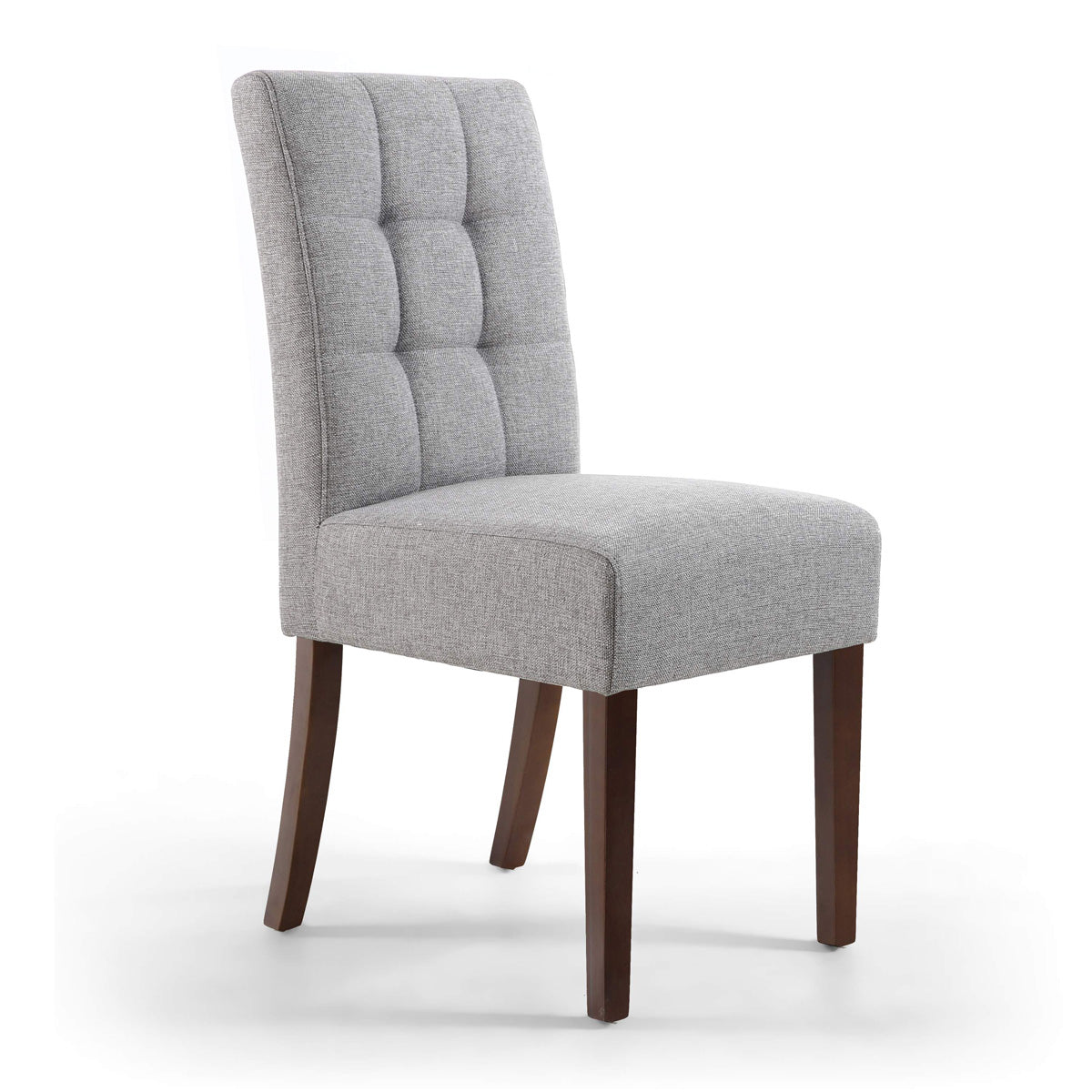 Waffle Linen Effect Fabric Dining Chairs in Set Of 2 With Walnut Legs - Moseley