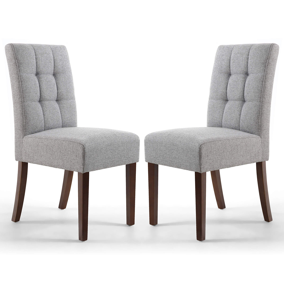 Waffle Linen Effect Fabric Dining Chairs in Set Of 2 With Walnut Legs - Moseley