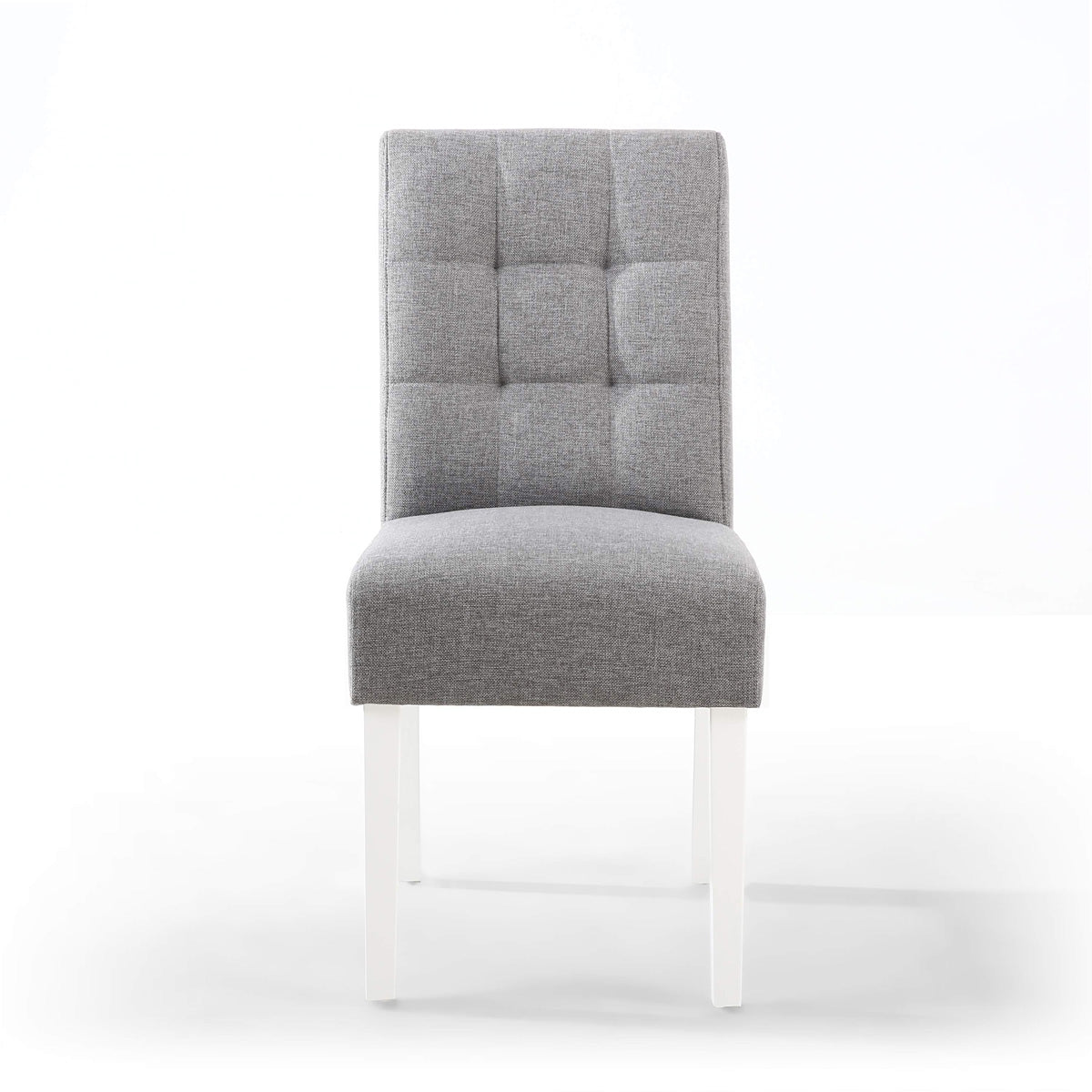 Waffle Linen Effect Fabric Dining Chairs in Set Of 2 With White Legs - Moseley