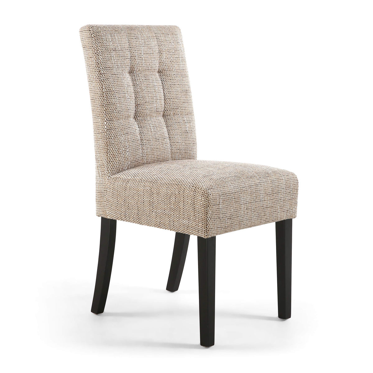 Waffle Tweed Fabric Dining Chairs in Set Of 2 With Black Legs - Moseley